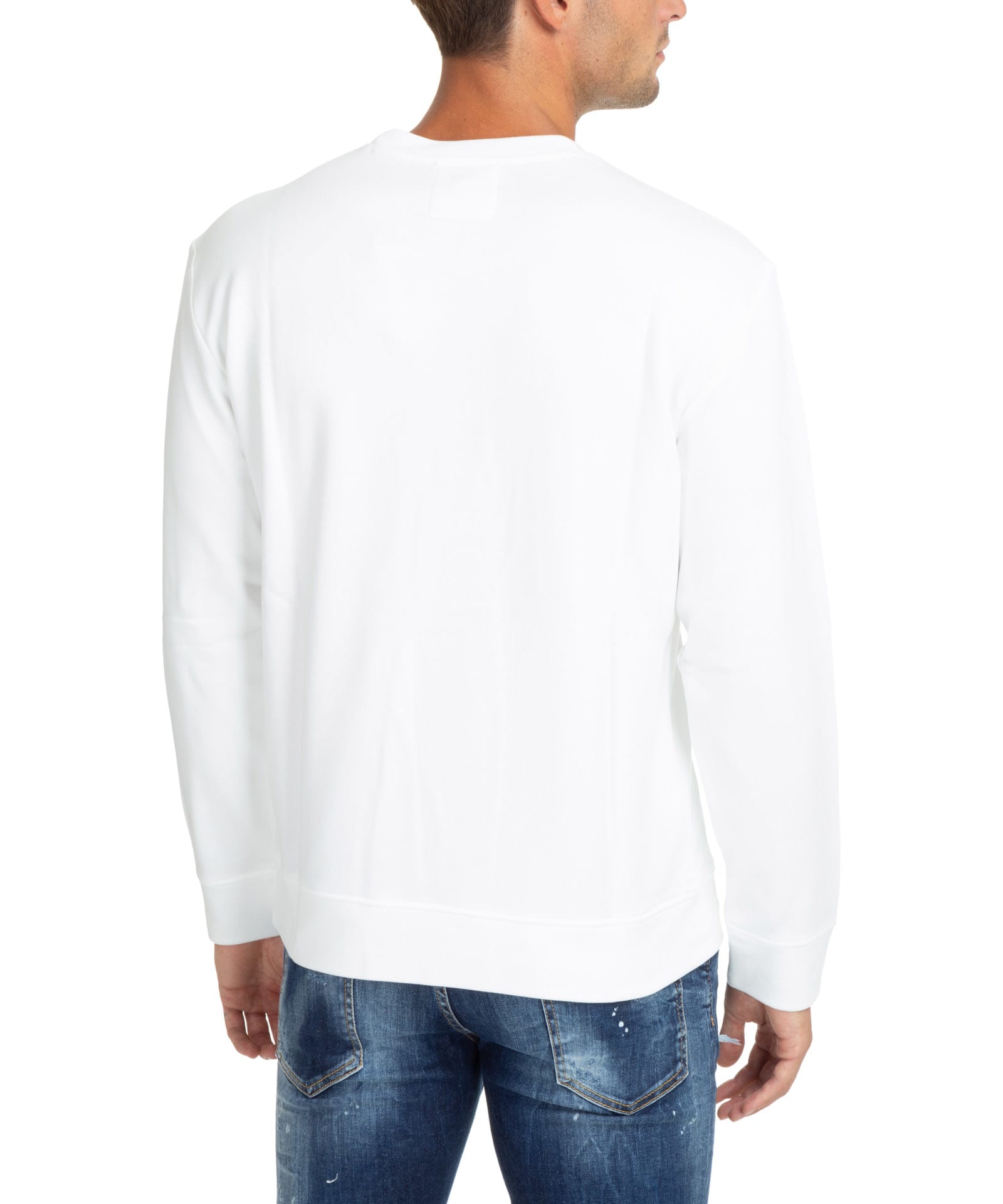 Shop Emporio Armani Cotton Sweatshirt In Bianco Logo