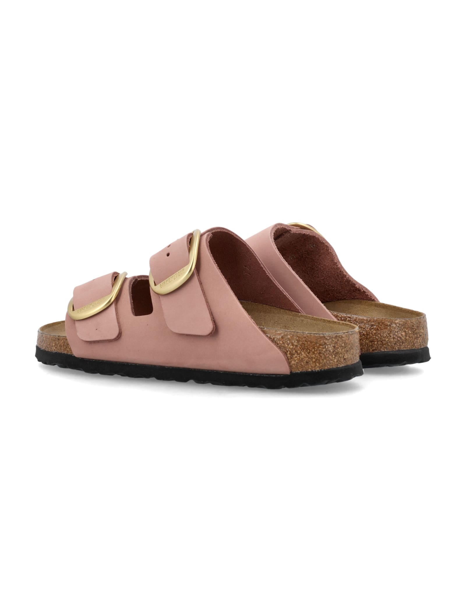Birkenstock Arizona Leather Dual-buckle Slide Sandals In Old Rose