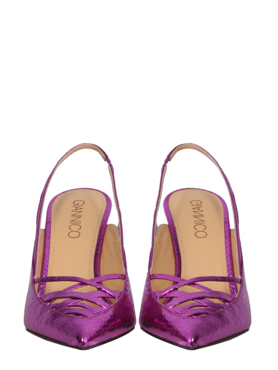 Shop Giannico Leather Pump In Fuchsia