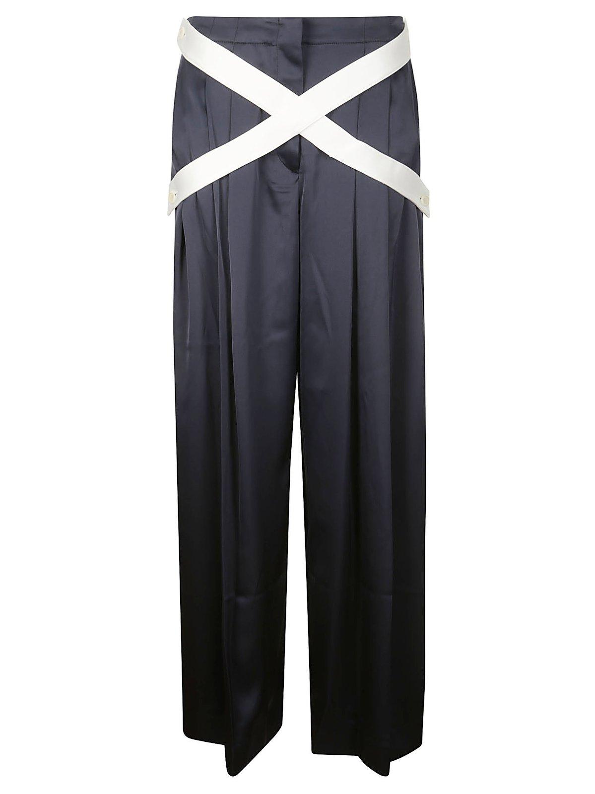 Shop Jw Anderson Crossover Strap Wide Leg Trousers In Blue
