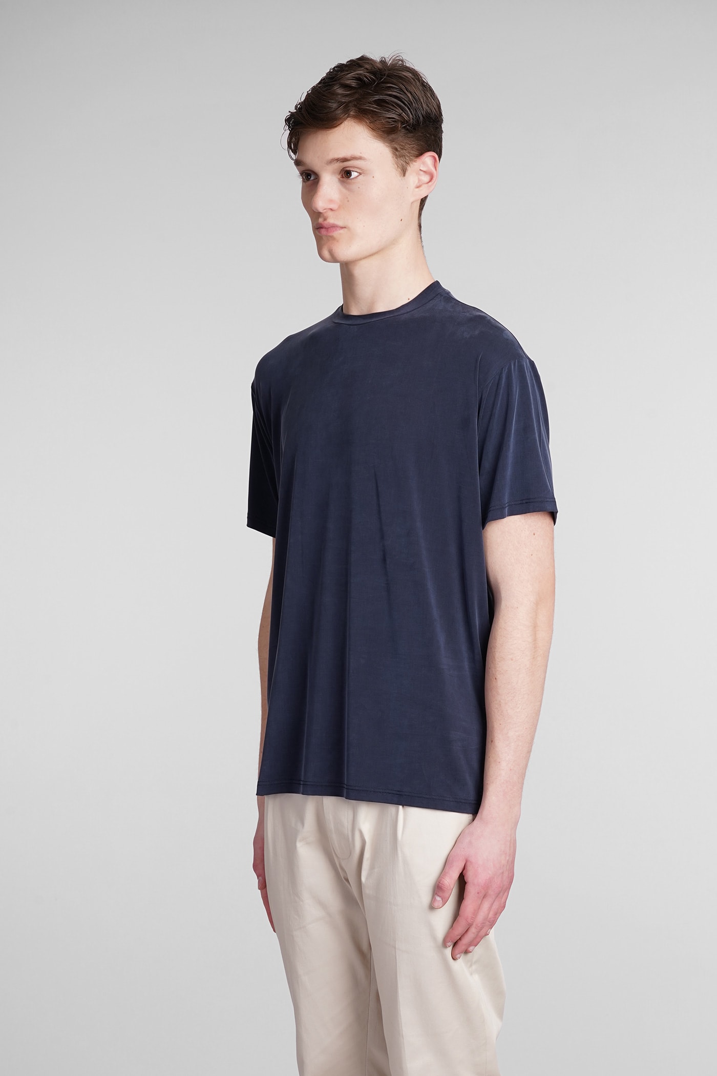 Low Brand B224 T-shirt In Blue Polyamide Polyester In Blue