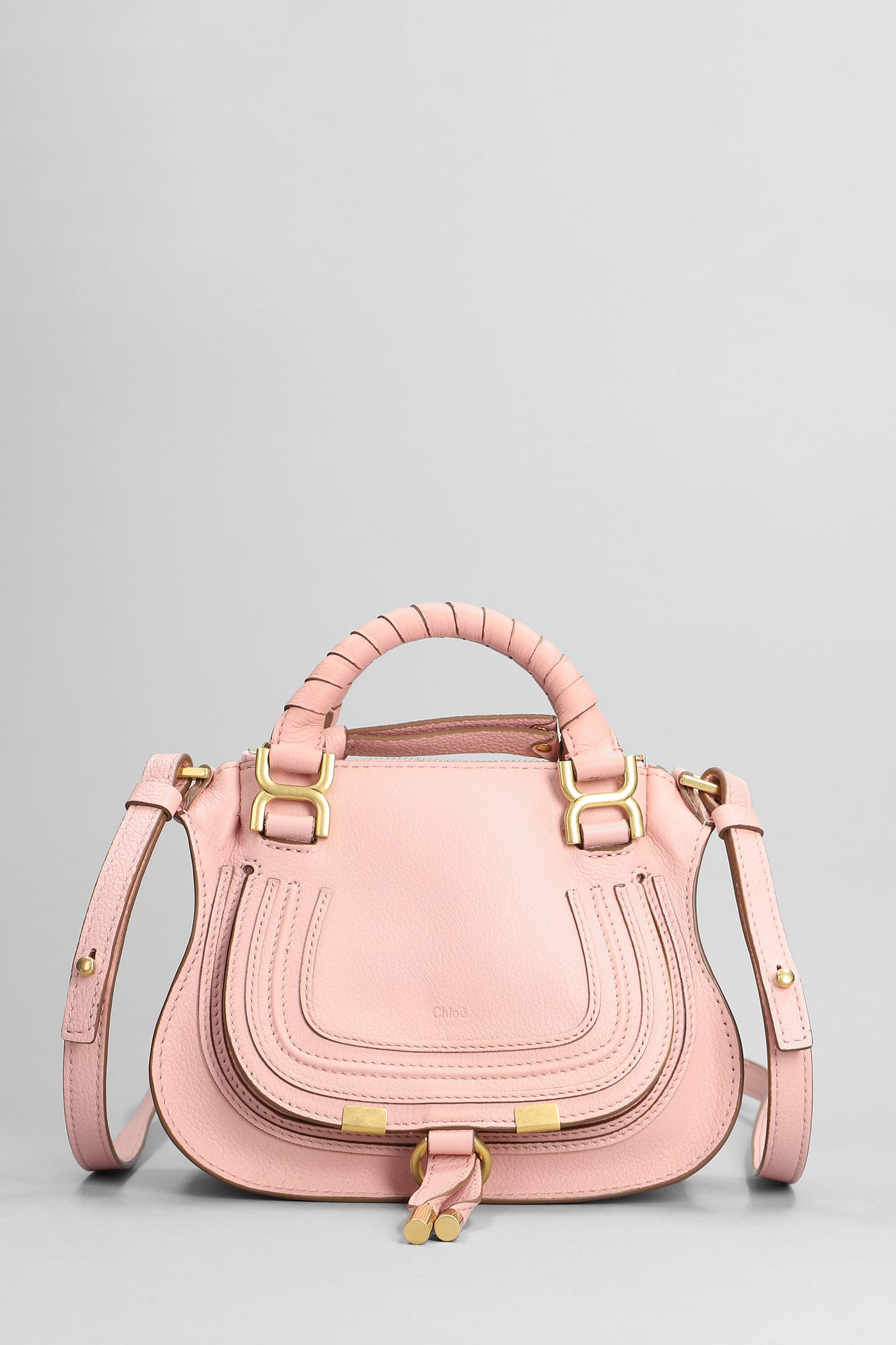 Chloé Mercie Mini Shoulder Bag In Rose-pink Leather