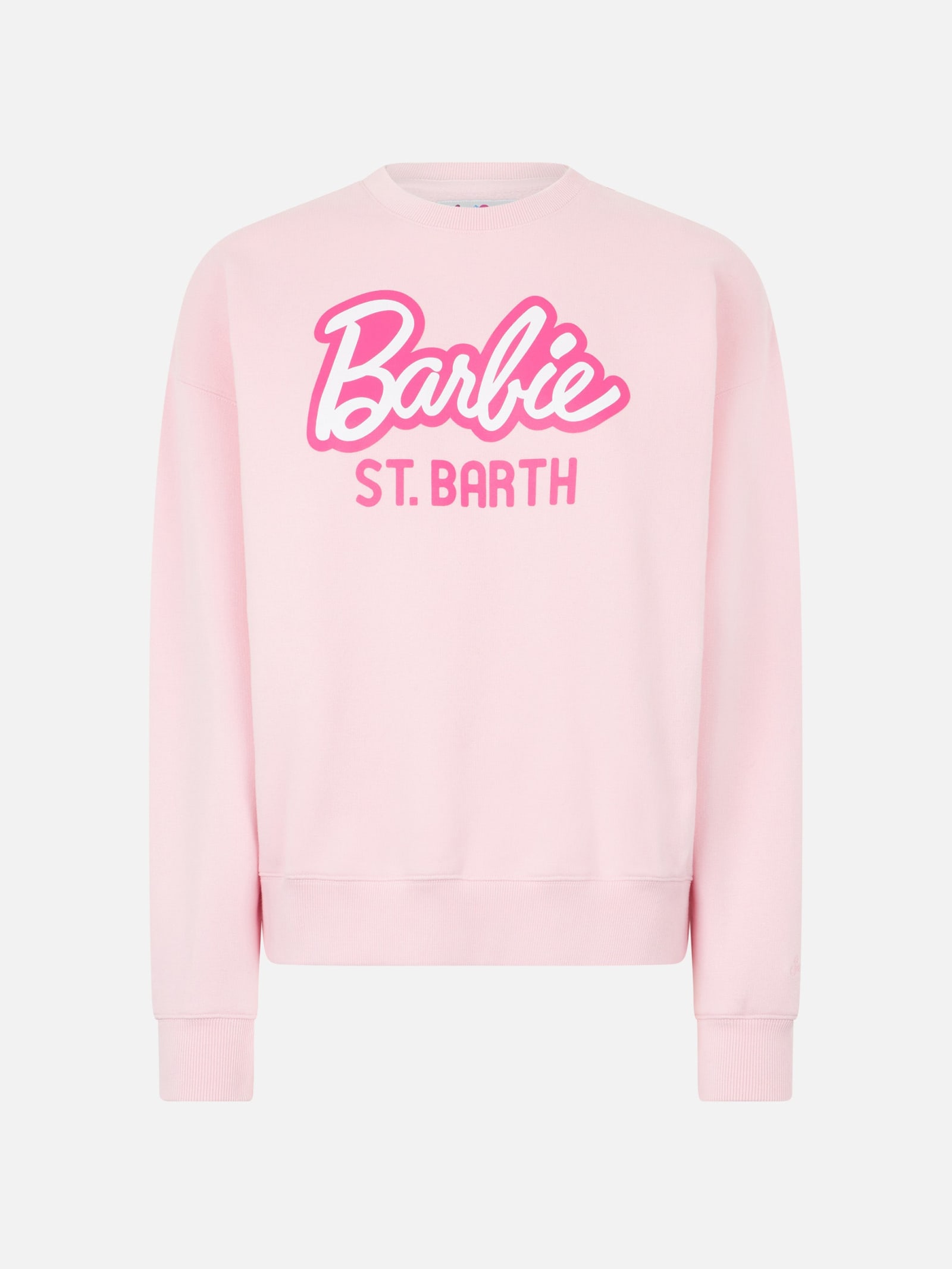 Shop Mc2 Saint Barth Woman Fleece Sweatshirt With Barbie St. Barth Print Barbie Special Edition In Pink