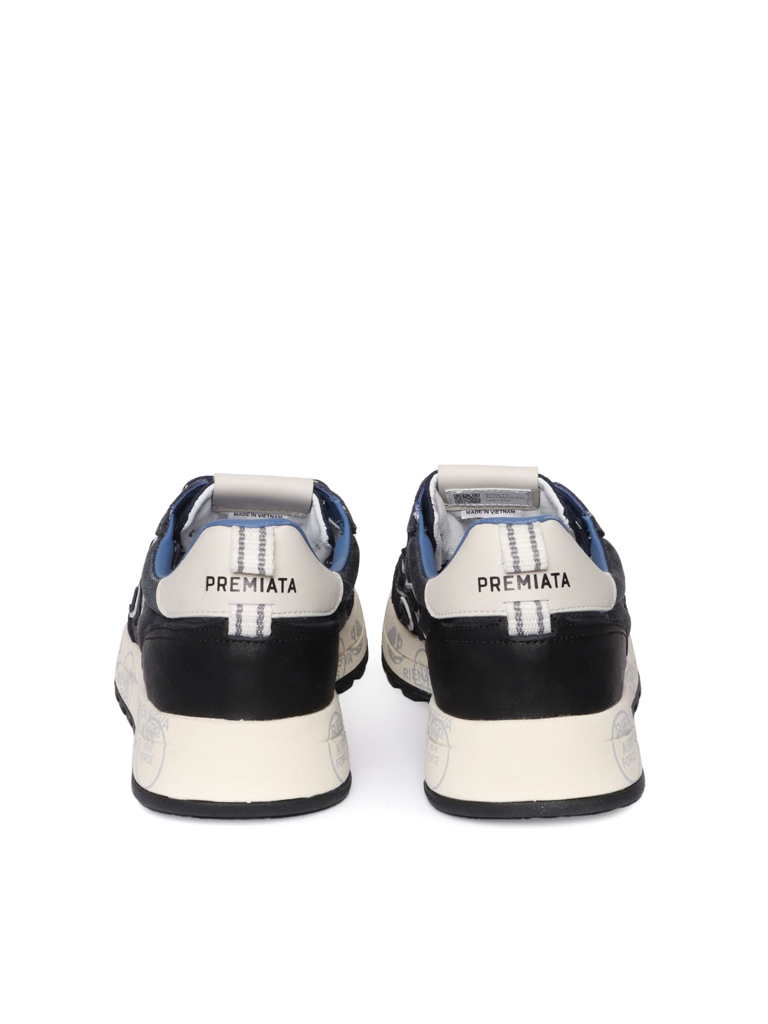Premiata Layered White Sneakers With Textured Leather And Tpu Overlays In Multi