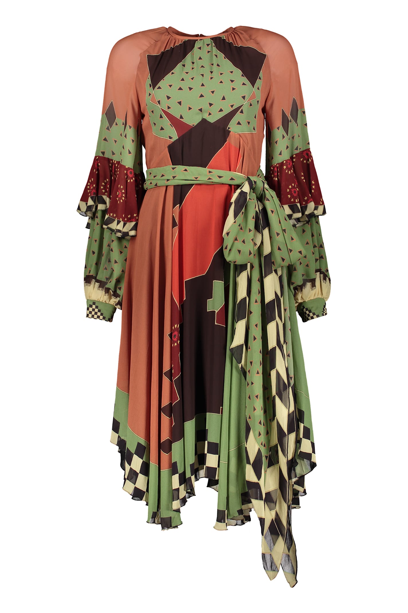 Etro Silk Asymmetric Dress In Multicolor
