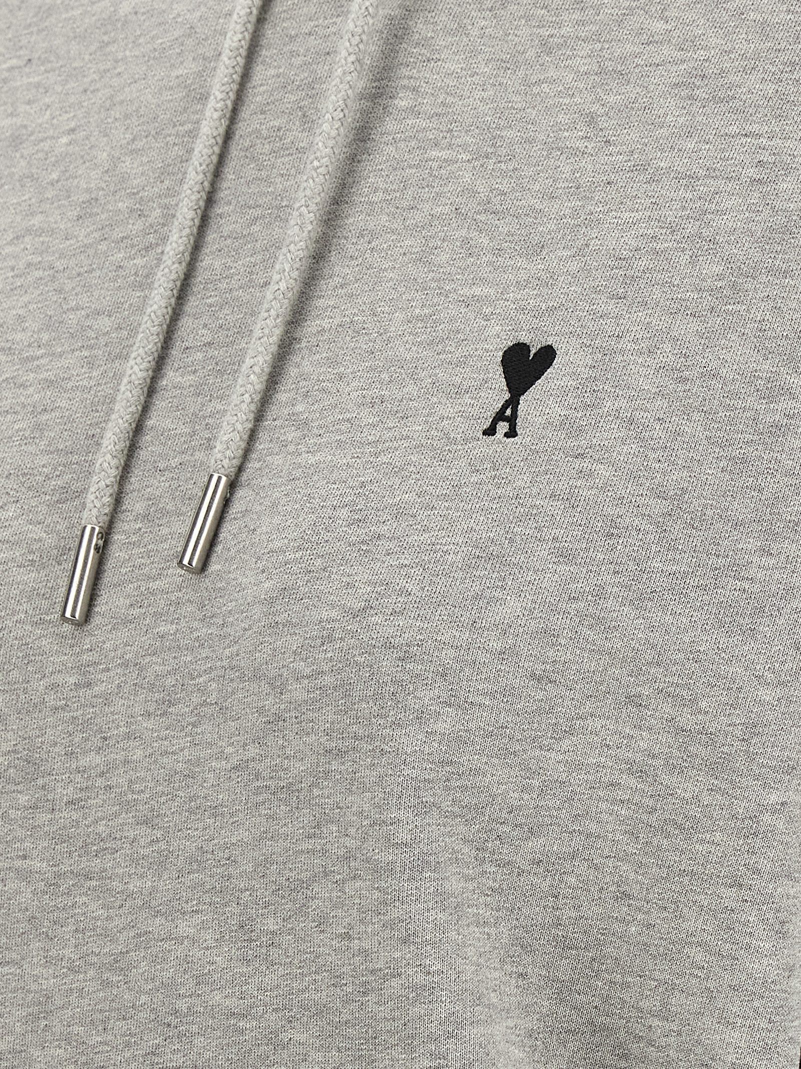 Ami Alexandre Mattiussi Embroidered Logo Hoodie With Drawstring Hood In Gray