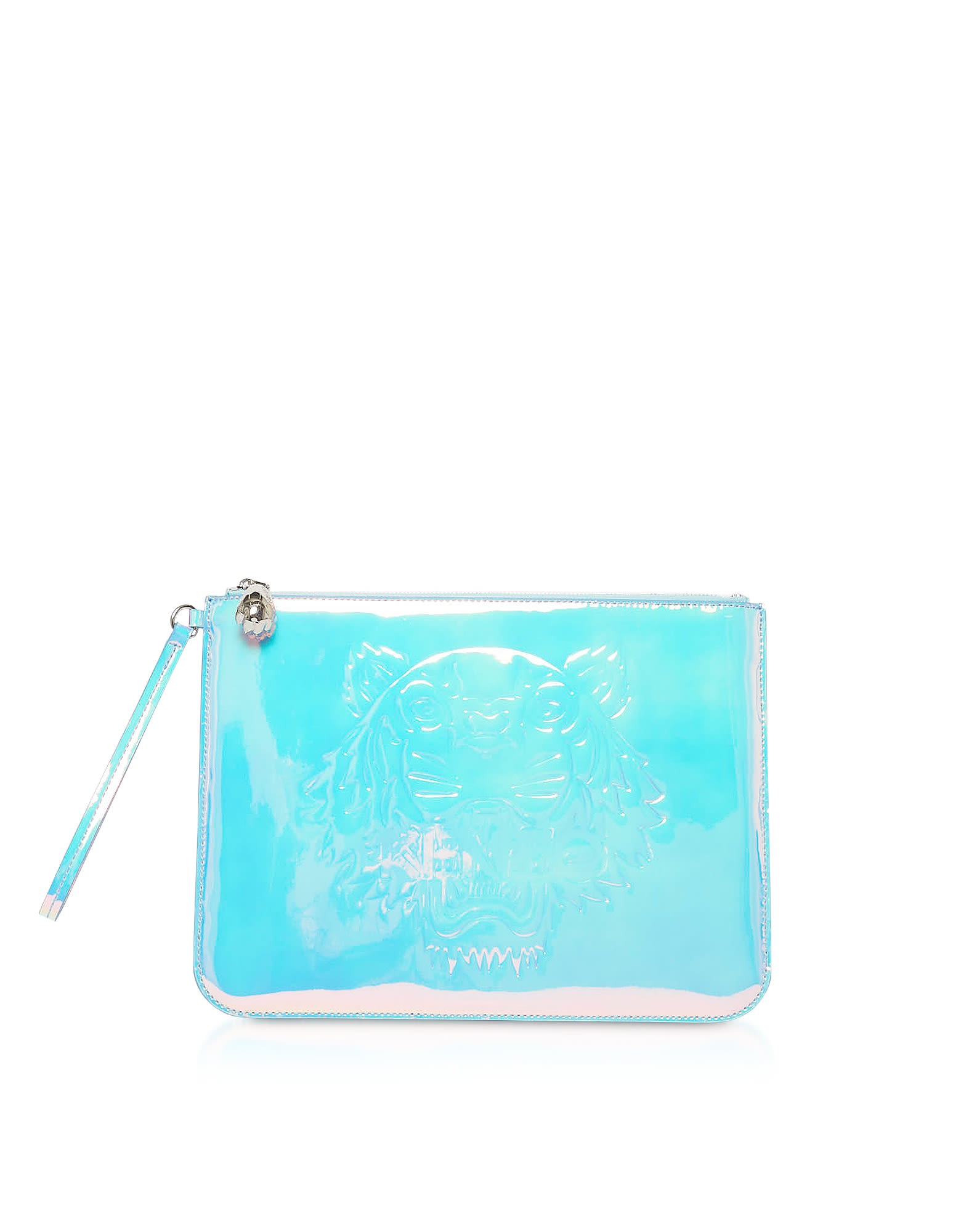 KENZO WHITE PREPPY TIGER EMBOSSED ECO-LEATHER CLUTCH,11255435