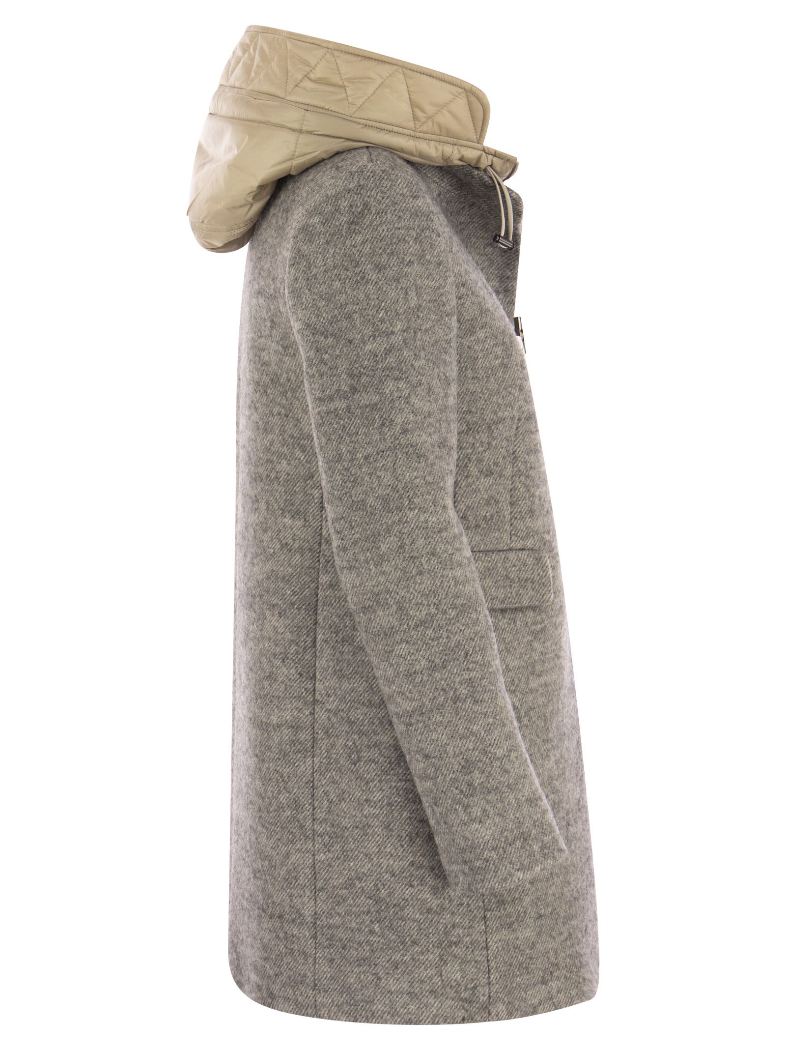 Shop Fay Toggle - Wool-blend Coat With Hood In Grey