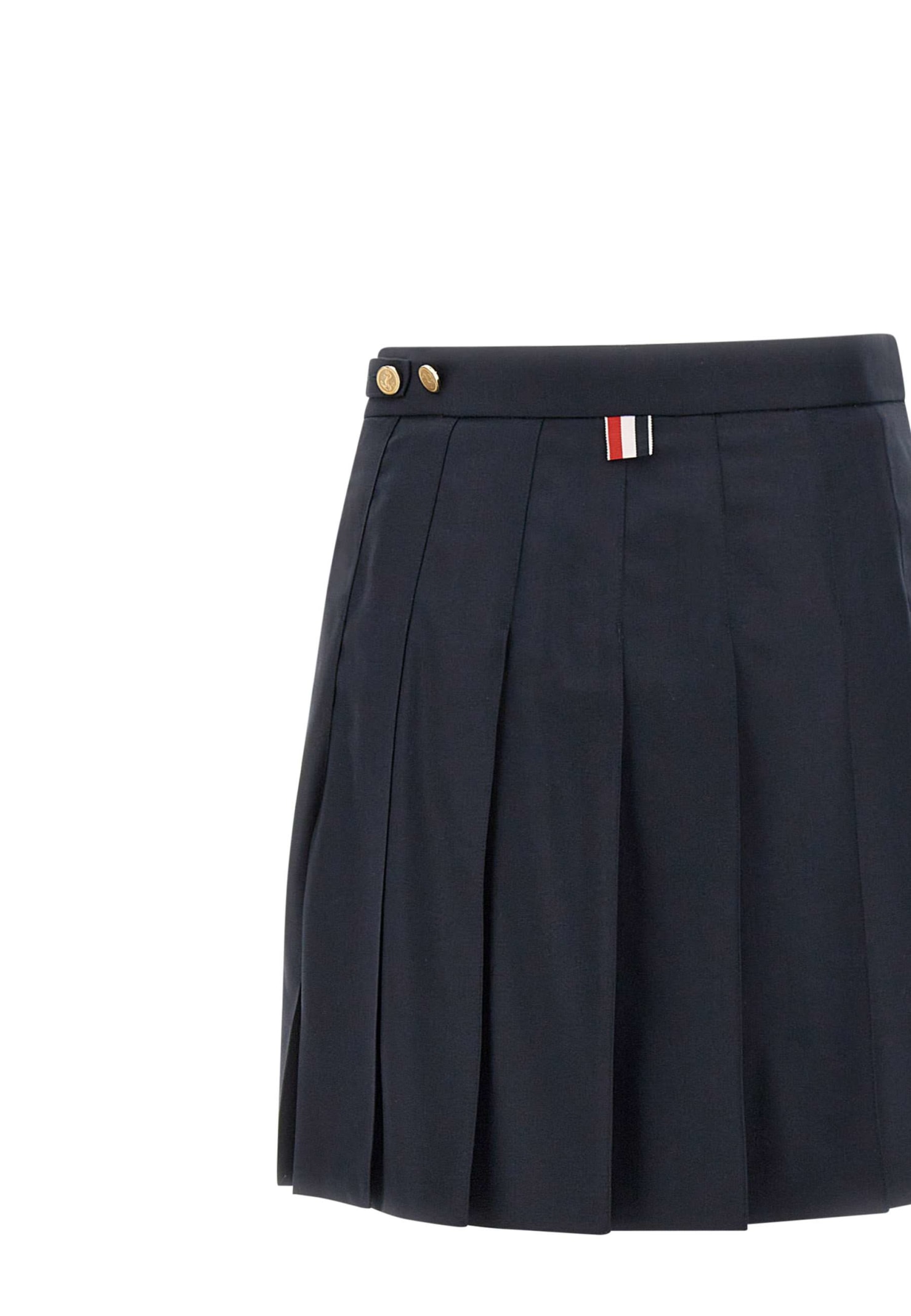 Thom Browne Women Mini Dropped Back Pleated Skirt In School Uniform Plain Weave In Blue