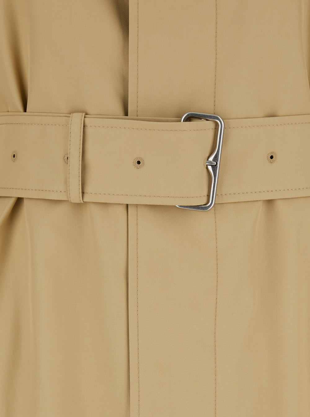 Shop Burberry Beige Trench Coat With Matching Belt In Cotton Woman