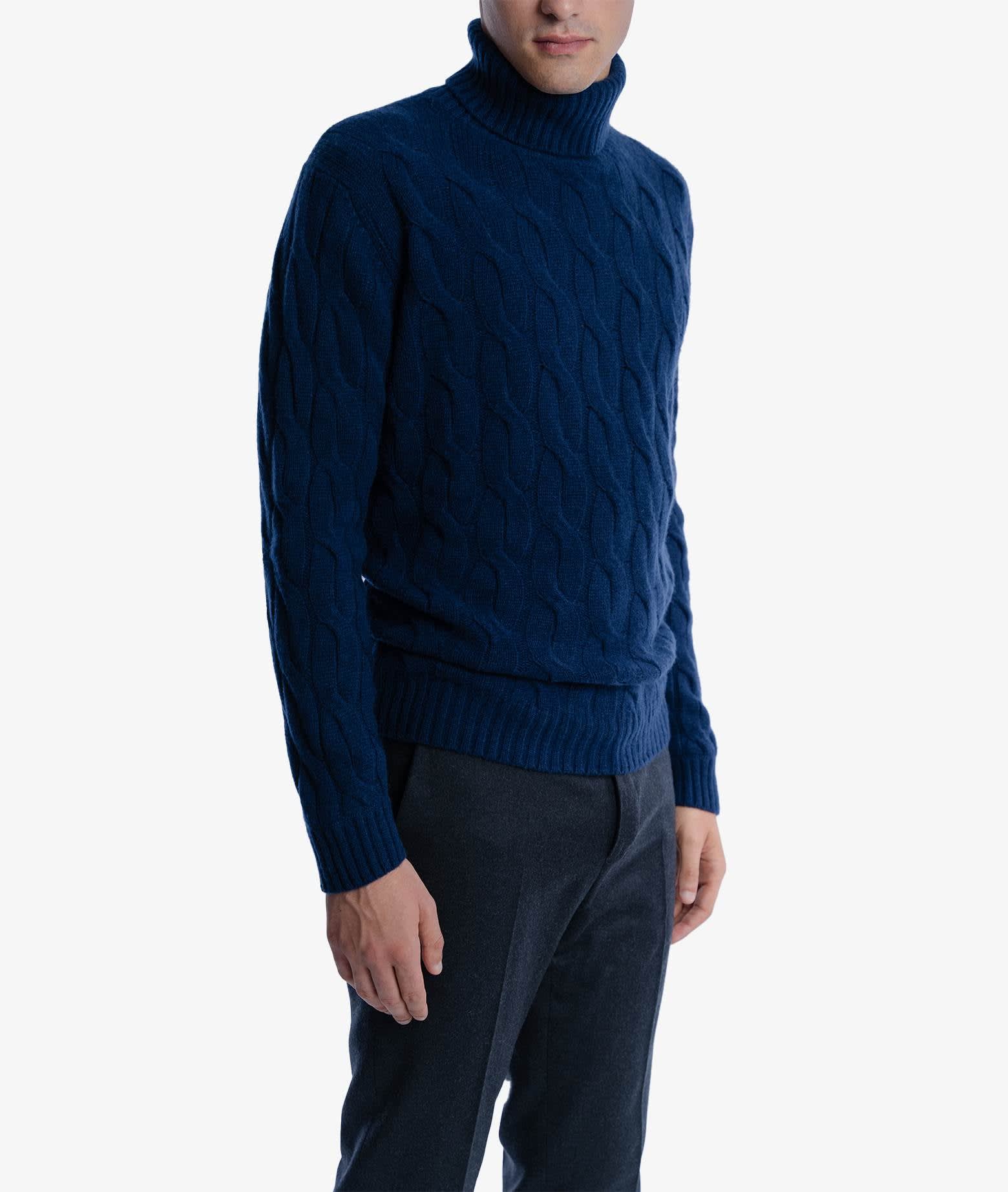 Shop Larusmiani Turtleneck Sweater Col Du Pillon Sweater In Blue