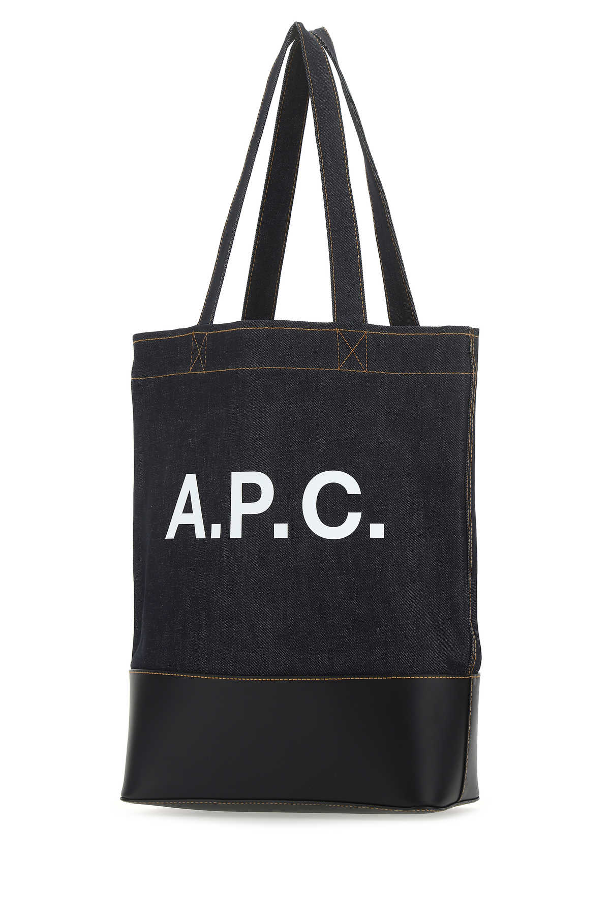 Apc Blue Denim And Leather Shopping Bag In Iak