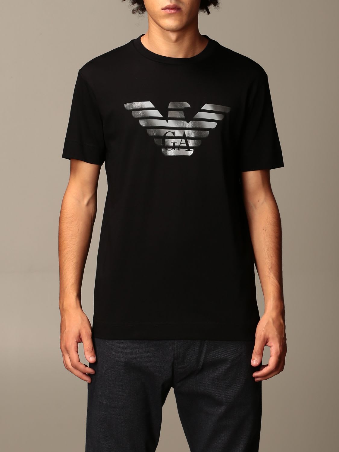 Emporio Armani Cotton T-shirt With Logo In Black | ModeSens