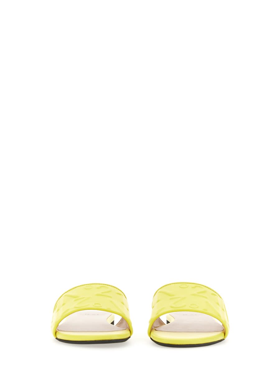 N°21 Slide Sandal With Logo In Yellow