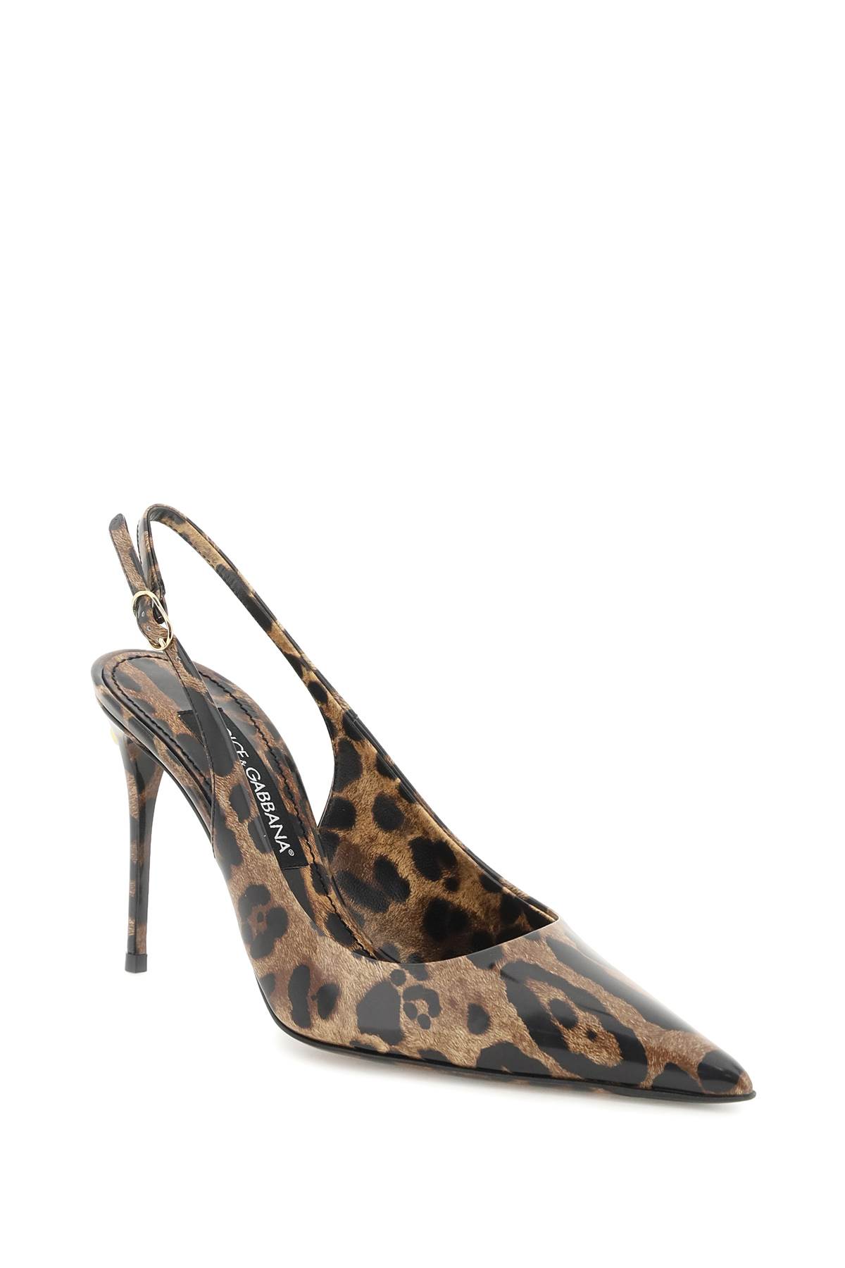 Shop Dolce & Gabbana Animalier Patent-leather Sling-back Pumps In Leopardo