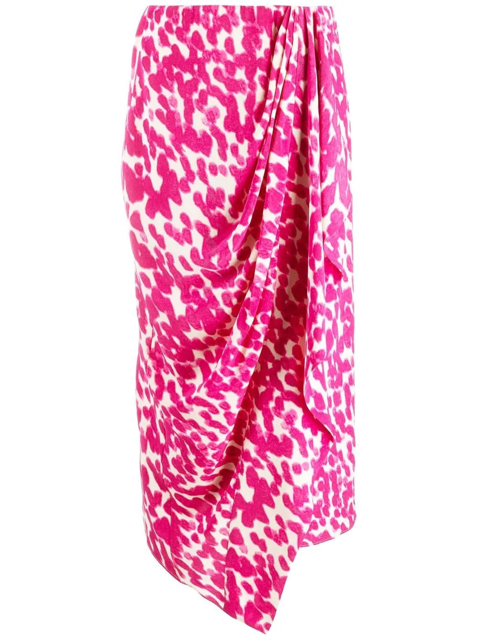 Isabel Marant Pink Silk Draped Asymmetric Silk Skirt