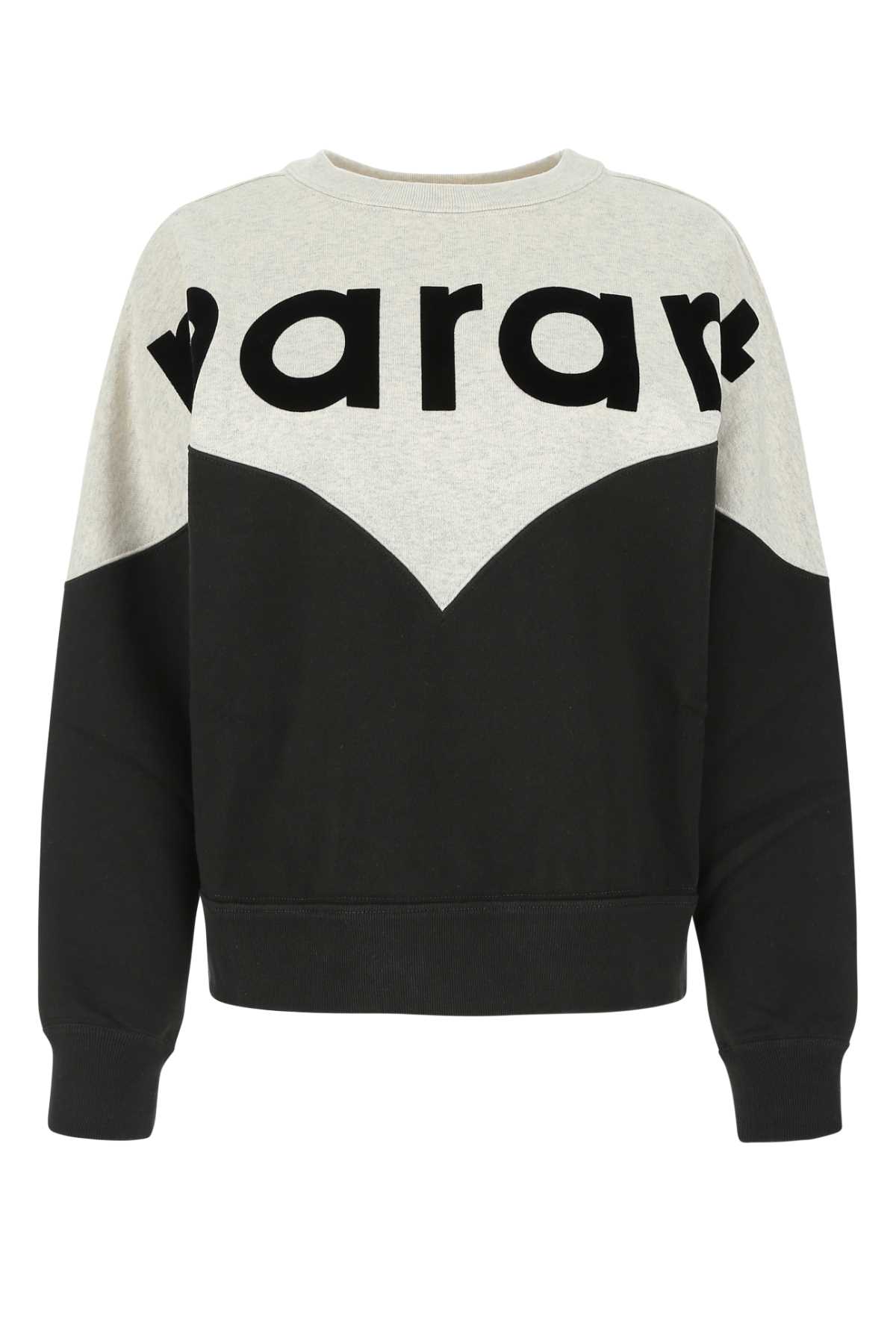 Shop Marant Etoile Two-tone Cotton Blend Houston Sweatshirt In Fadedblack