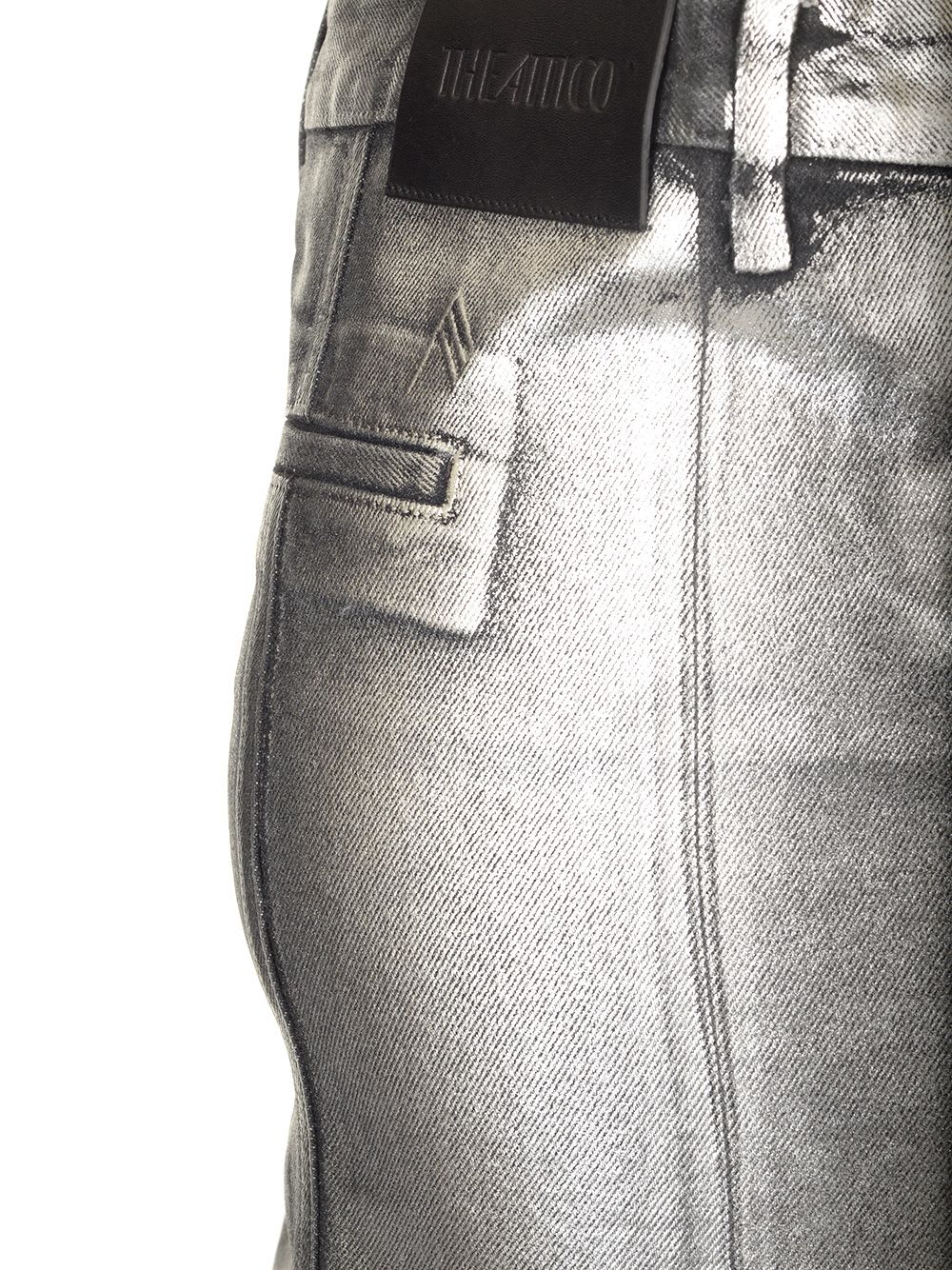 Shop Attico Coated Midi Skirt In Silver