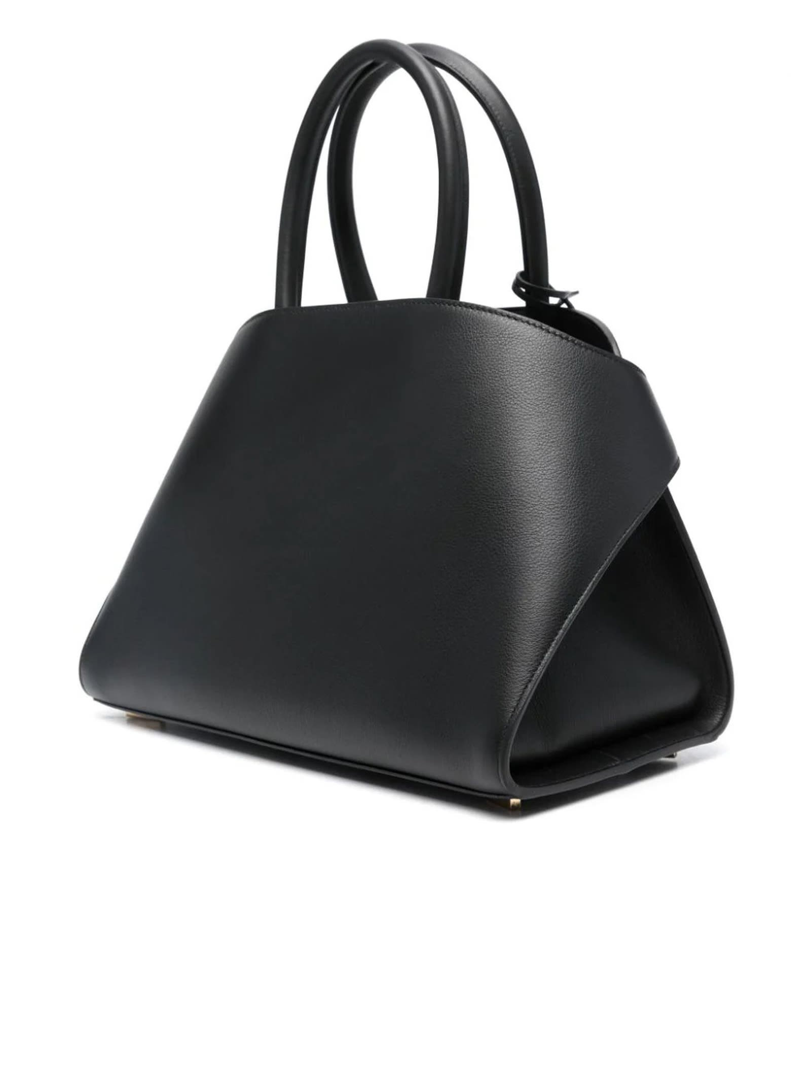 Shop Ferragamo Black Calf Leather Tote Bag