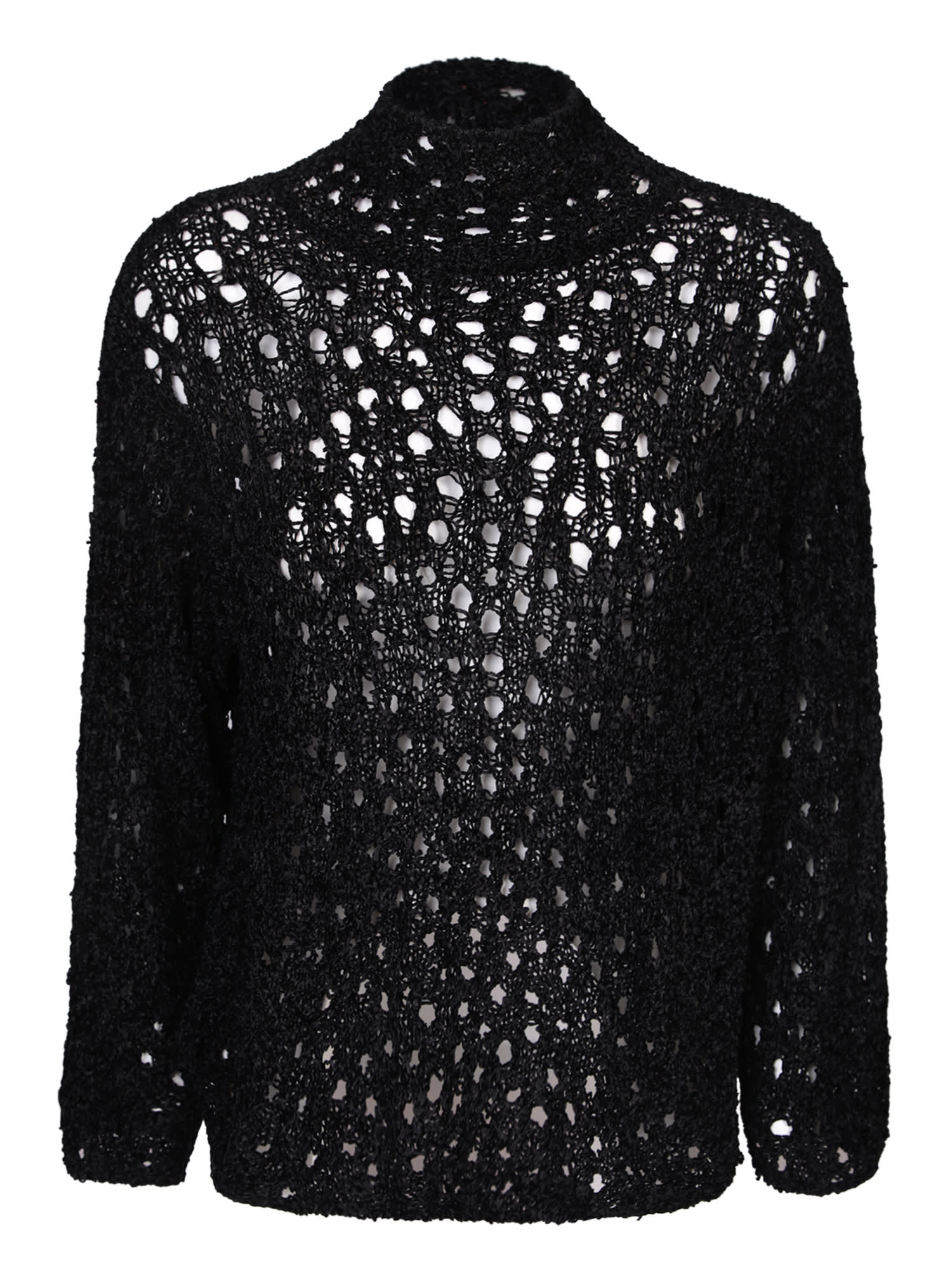 Perforated Knit Sweater Black