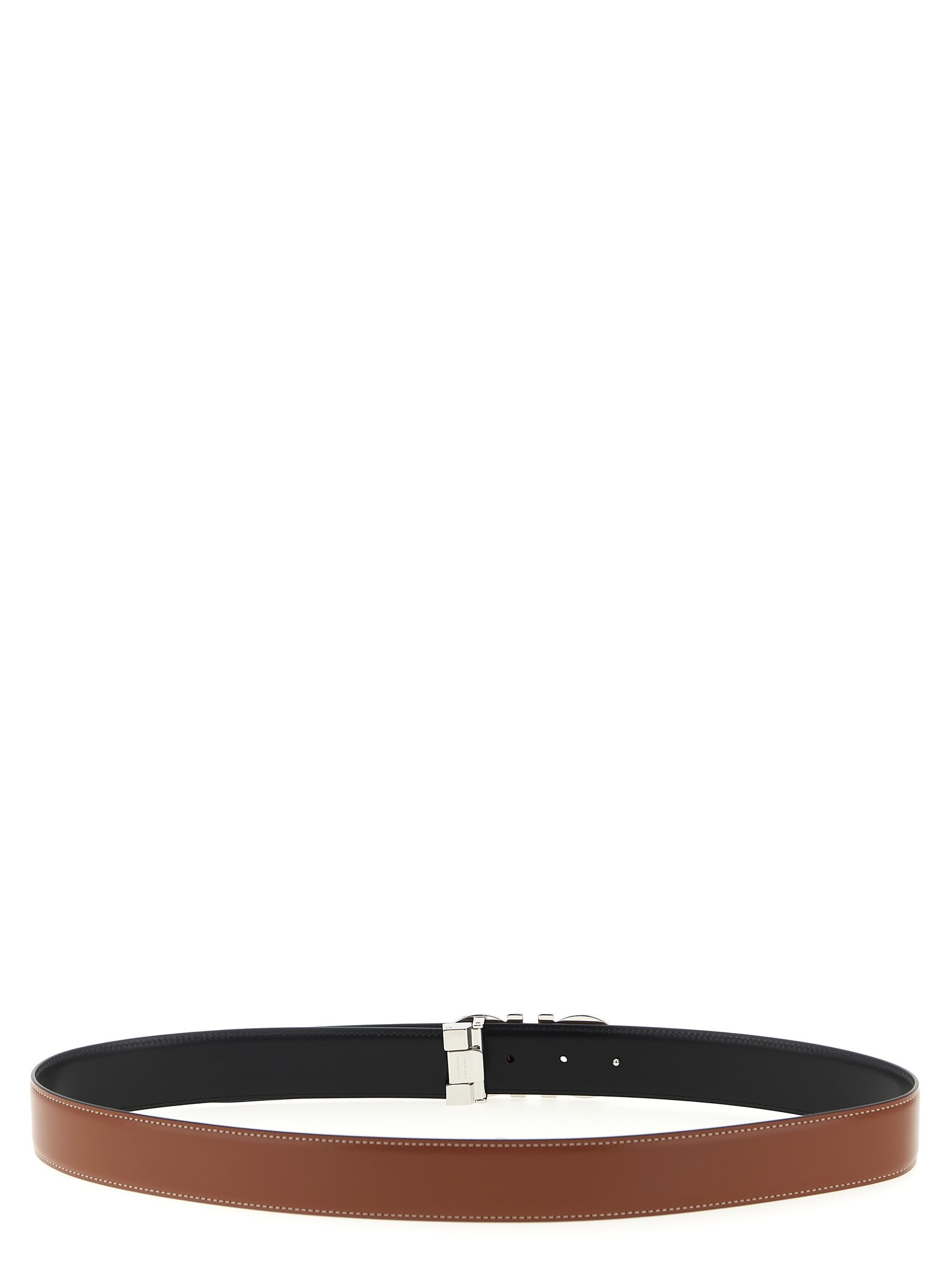 Ferragamo Reversible Gancini Belt Adjustable Length In Brown