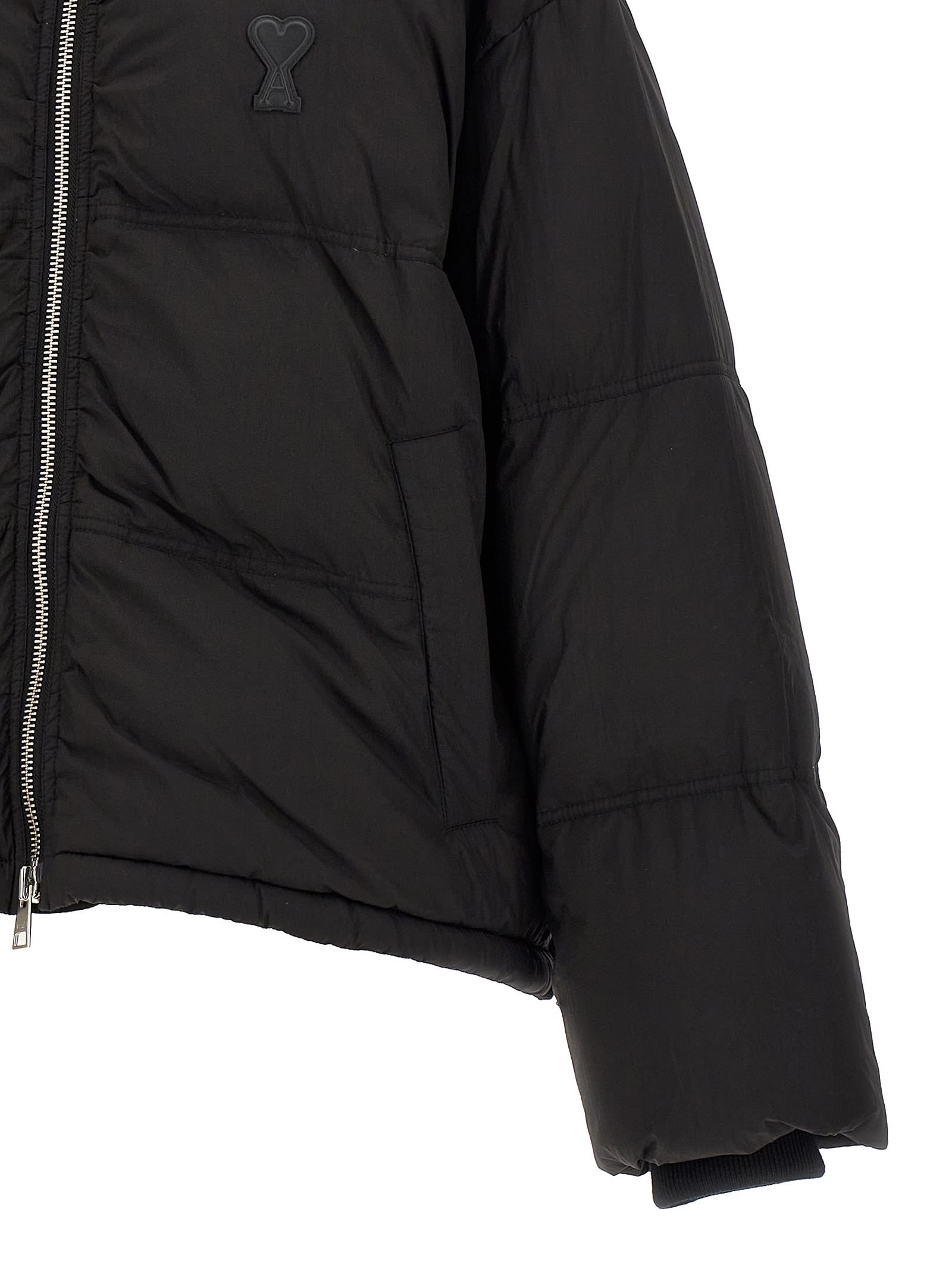 Shop Ami Alexandre Mattiussi Ami De Coeur Down Jacket In Black