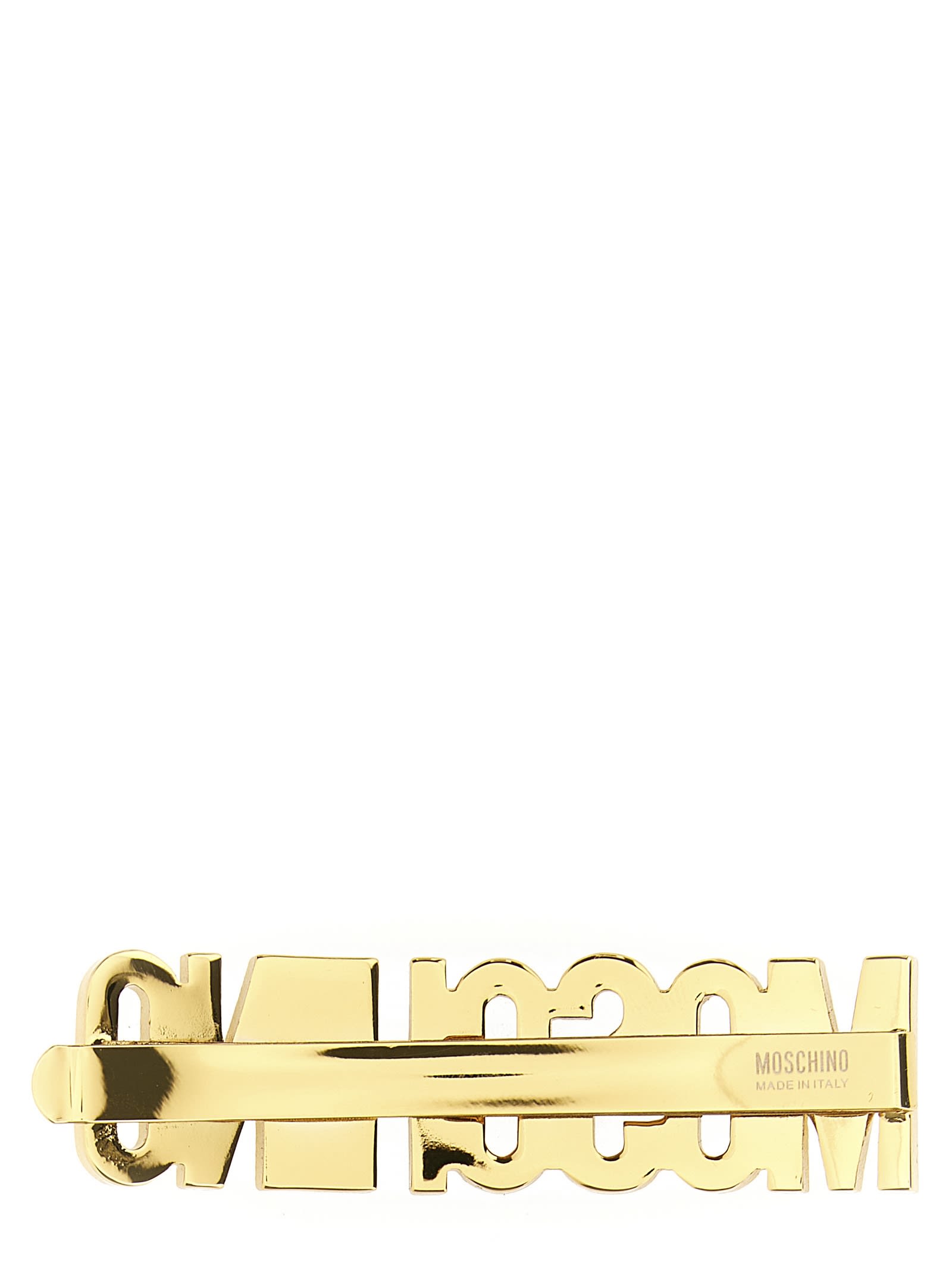 Shop Moschino Logo Hairpin In Gold