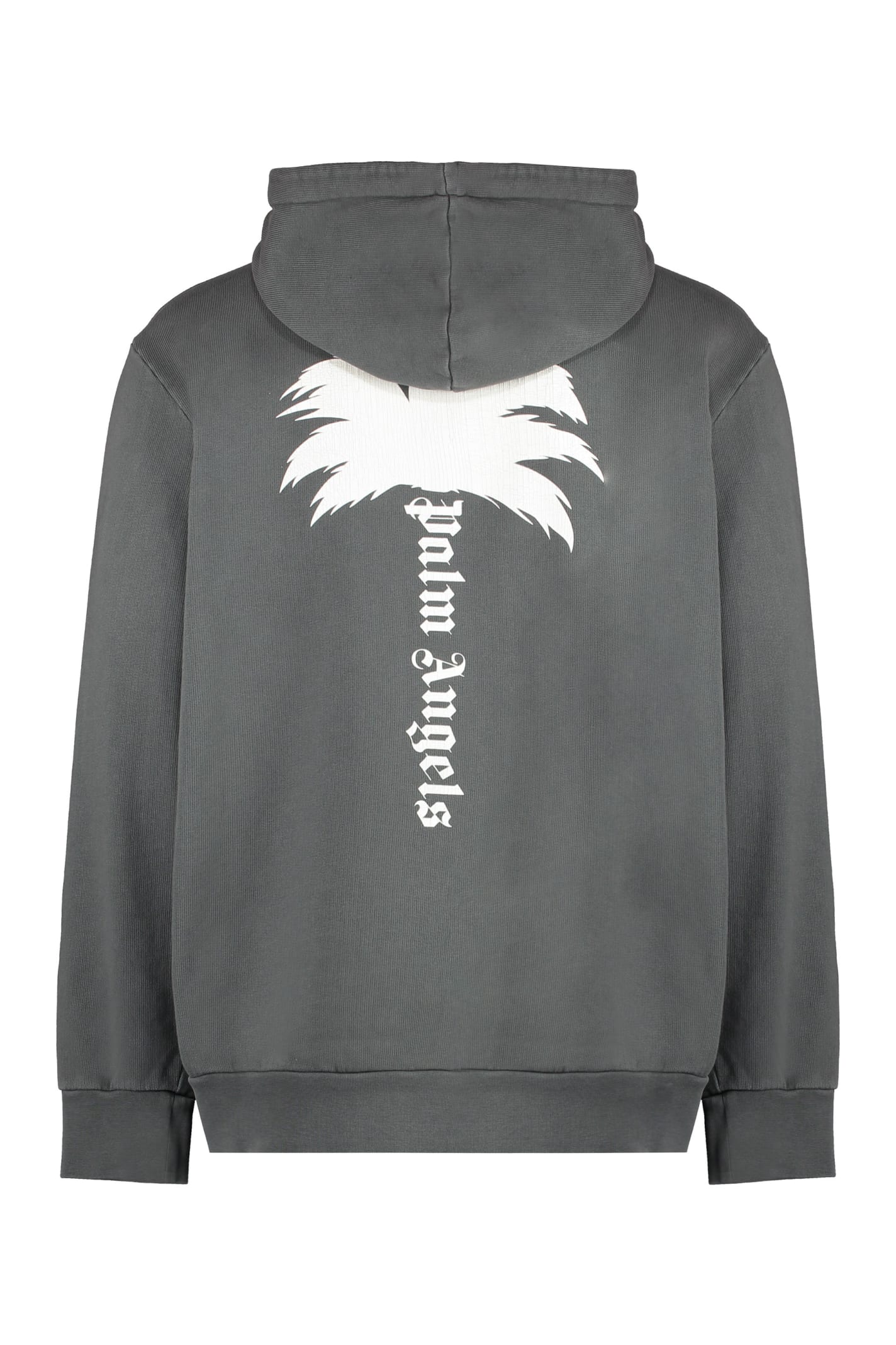 Shop Palm Angels Cotton Hoodie In Dark Grey/off-white