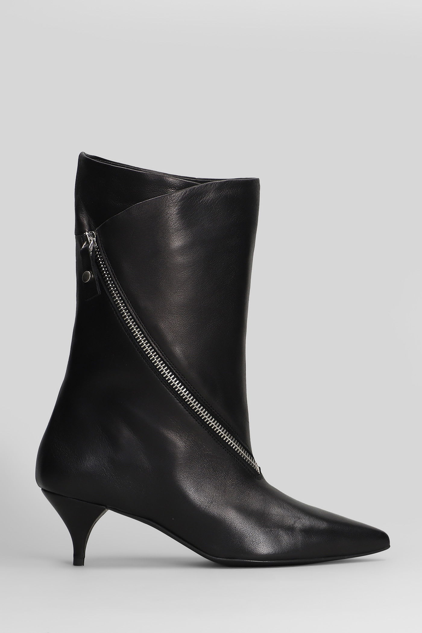 Alchimia High Heels Ankle Boots In Black Leather In Black