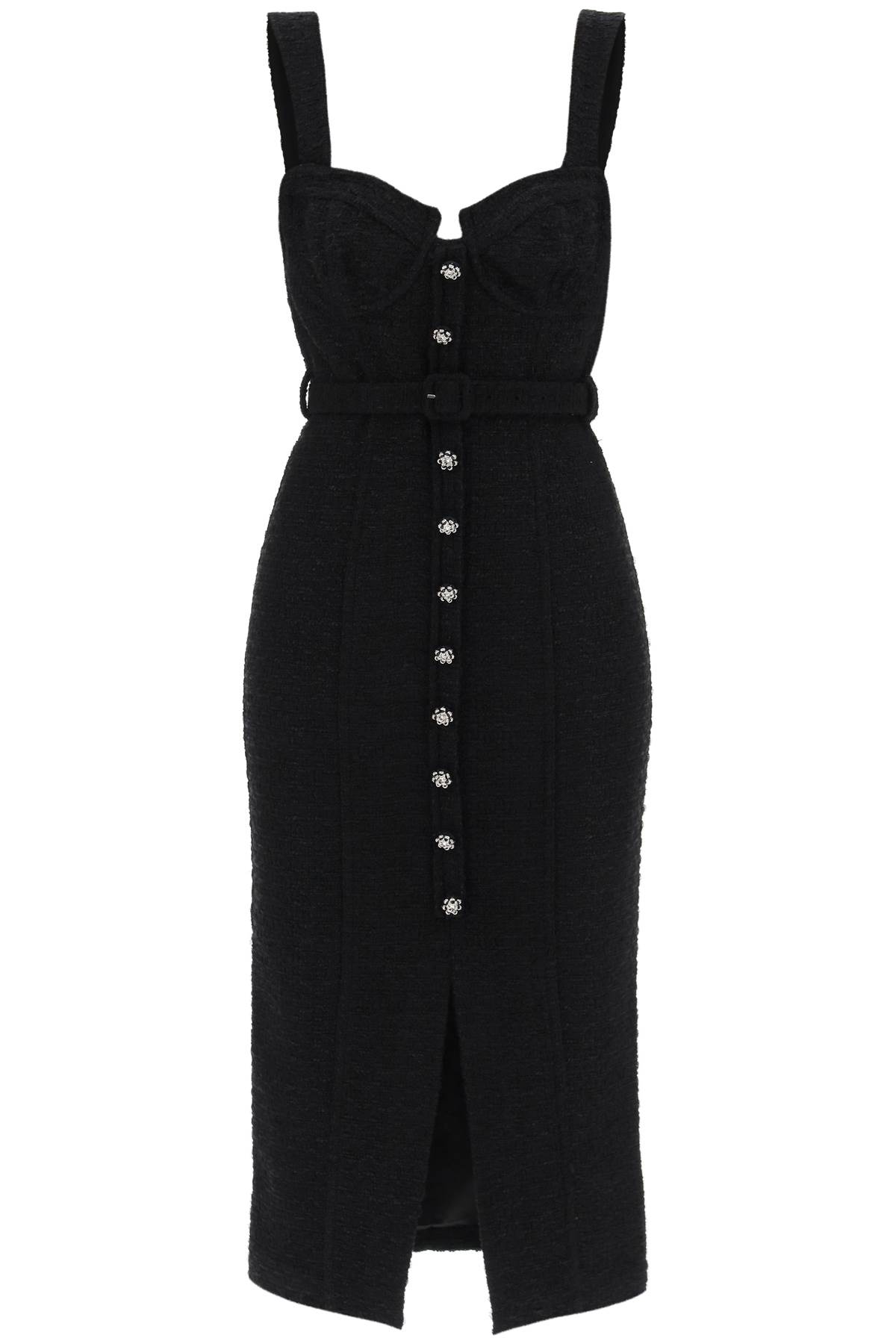 self-portrait Boucle Midi Dress With Jewel Buttons