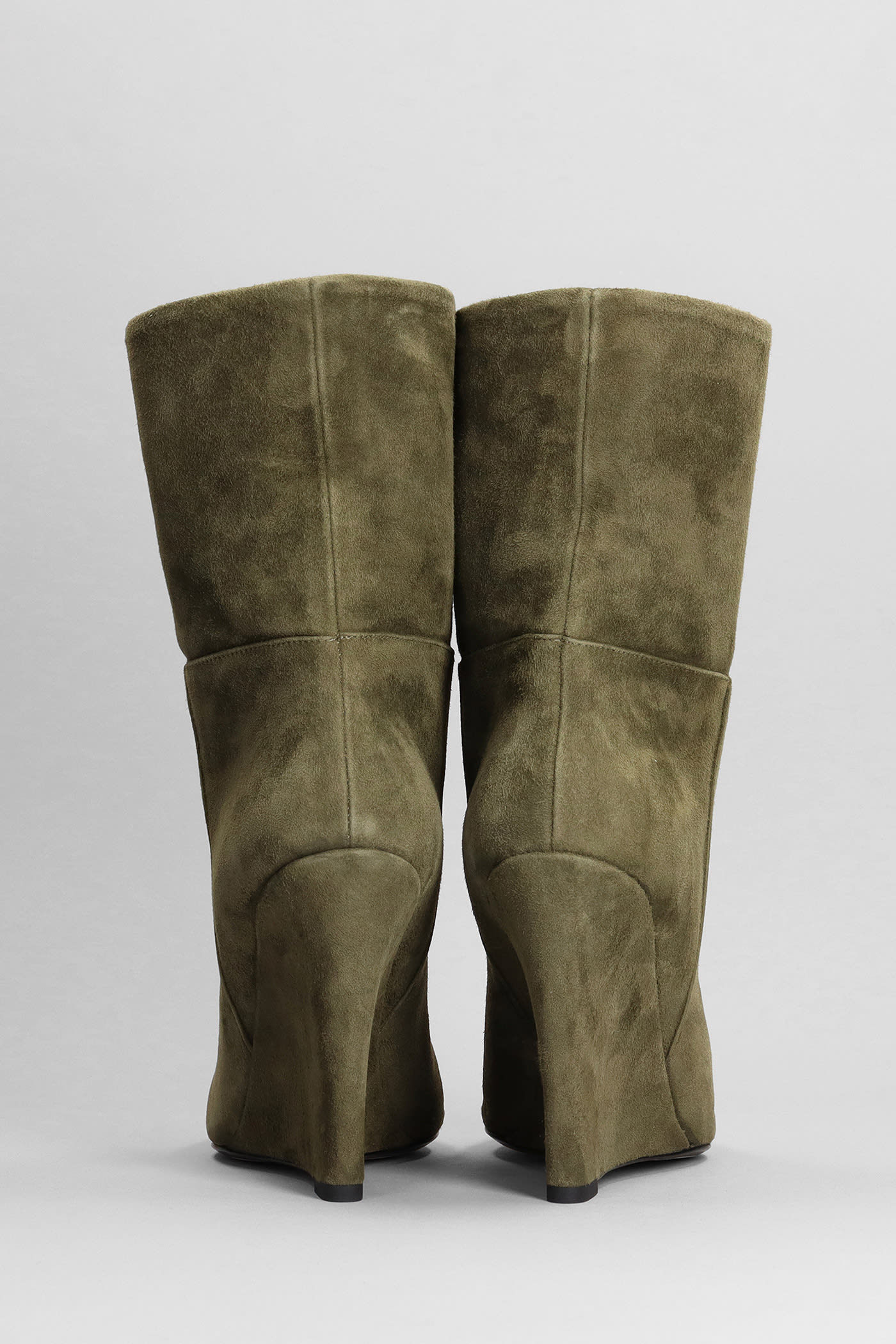Shop Alevì Bay 100 High Heels Ankle Boots In Green Suede In Forest