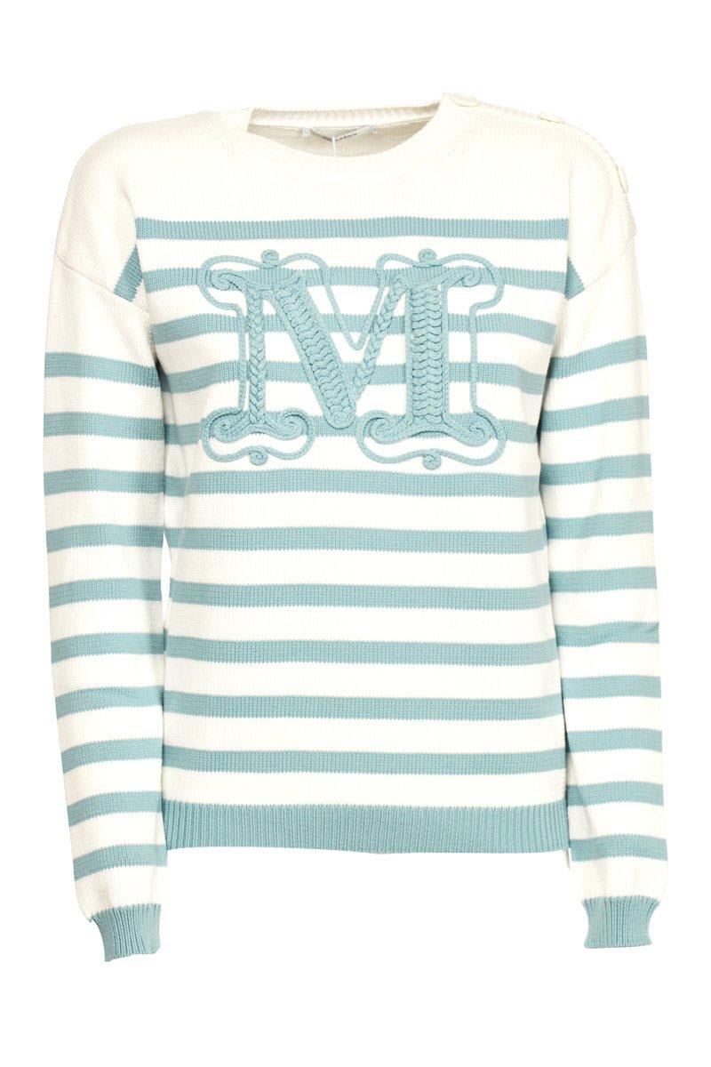 Shop Max Mara M Monogram Embroidered Sweater In Azure