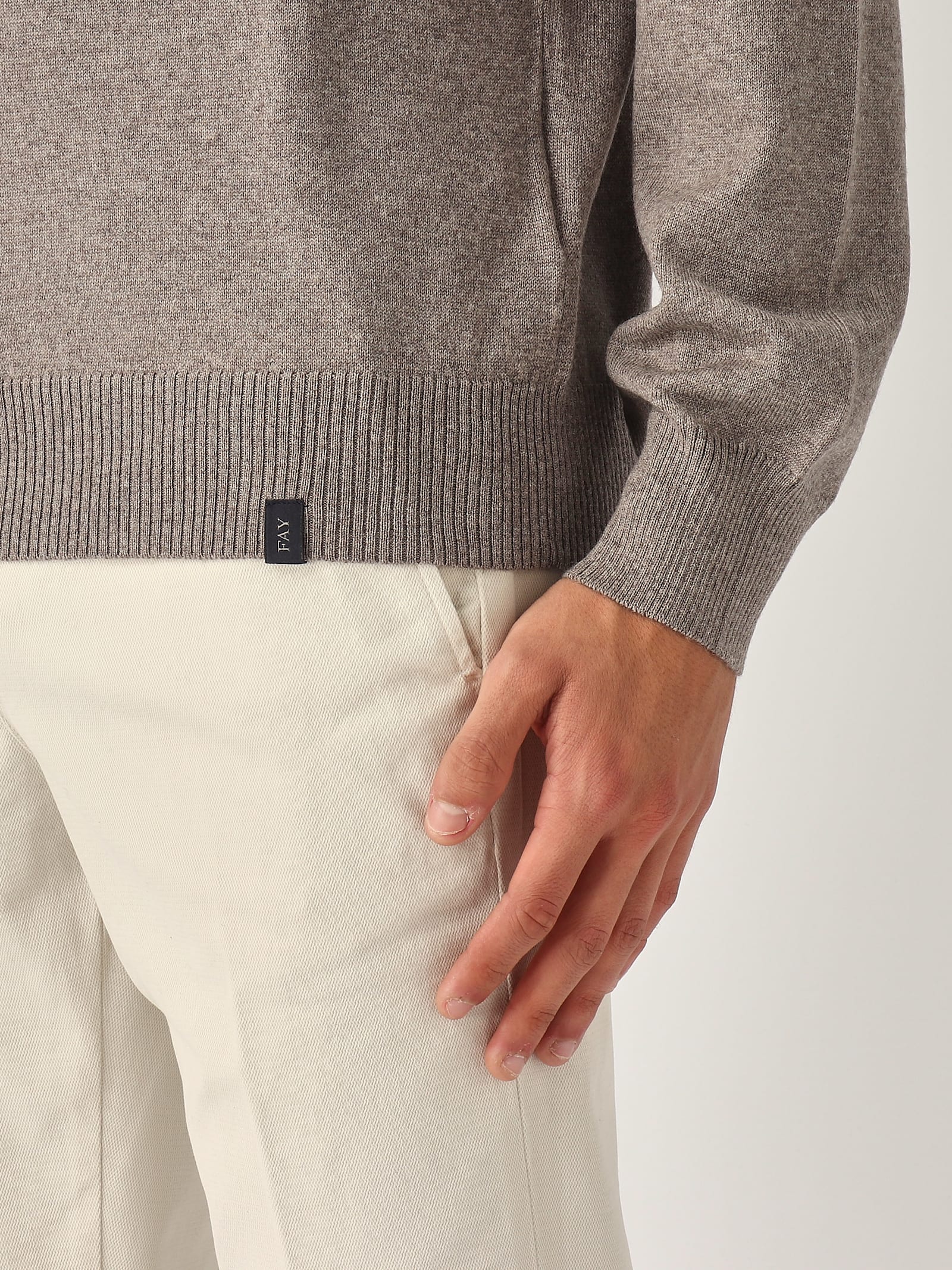 Shop Fay Maglia Girocollo Uomo Sweater In Tortora