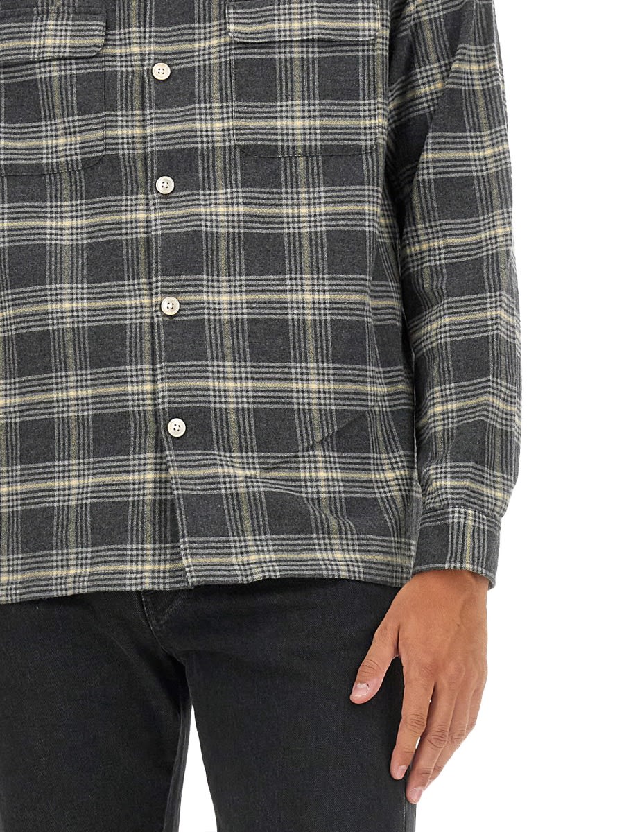 Sunflower Plaid Cotton Shirt In Grey