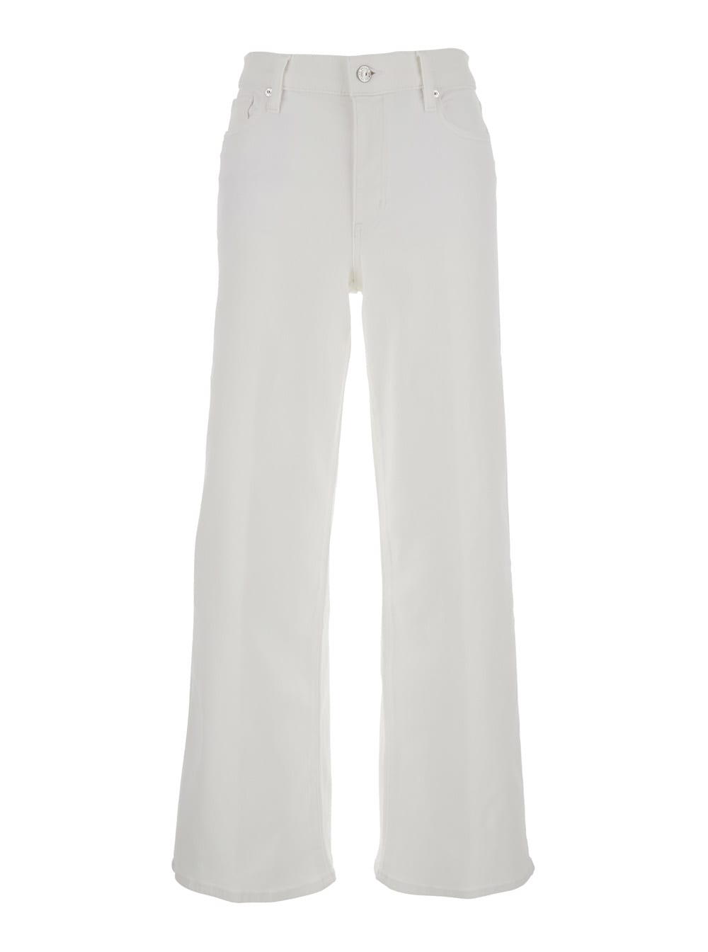 Frame 'le Slim Palazzo' White Jeans With Belt Loops And Wide Leg
