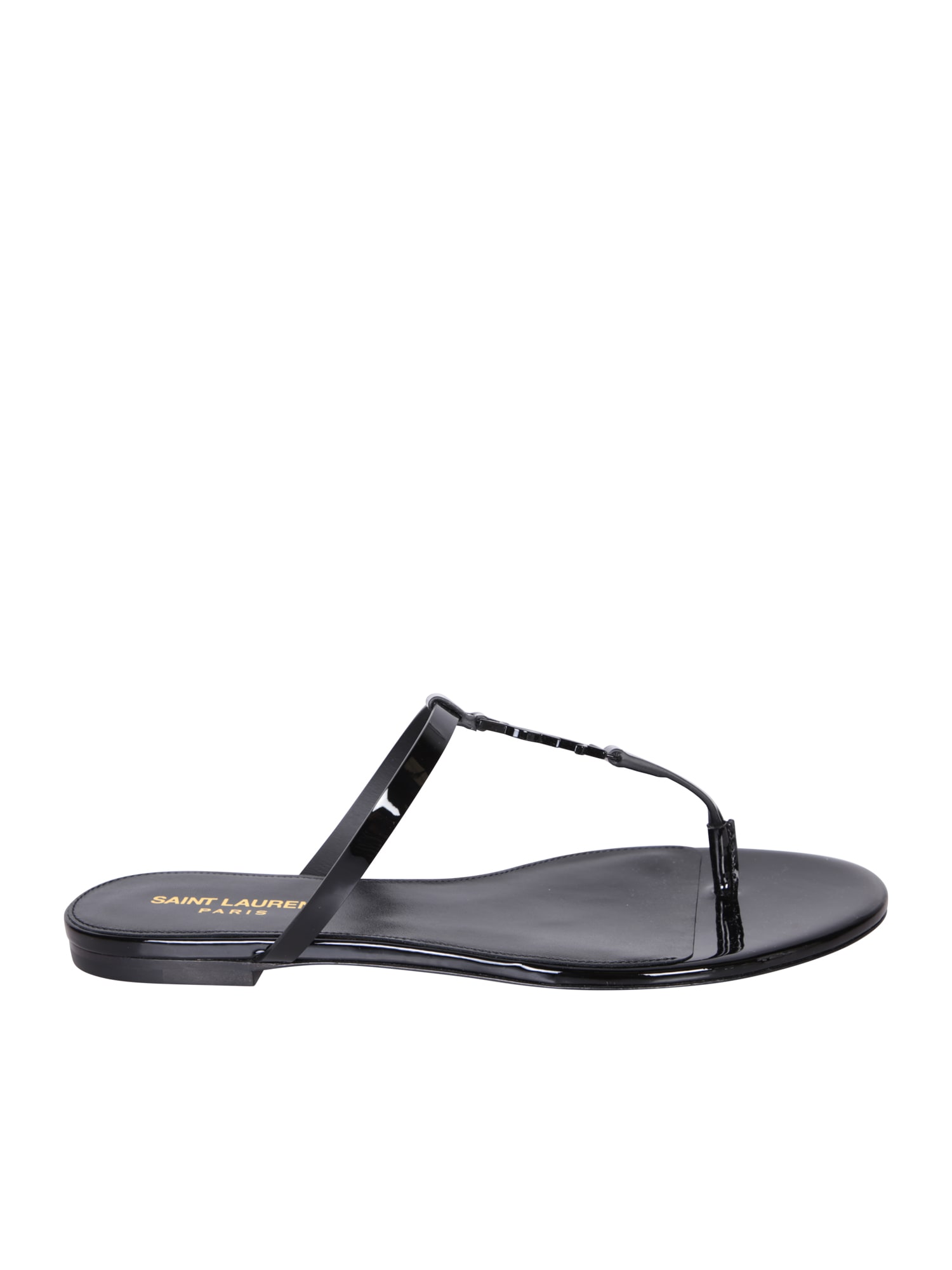 Saint Laurent Cassandra Black Thong Sandals