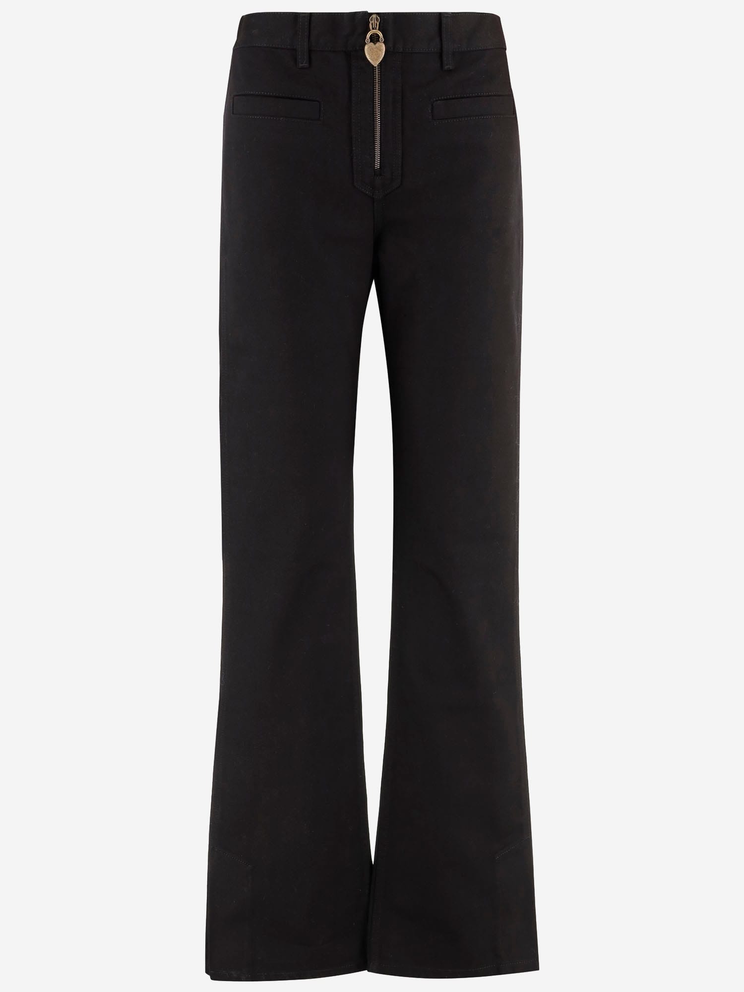 Chloé Cotton Trousers With Front Zip In Black