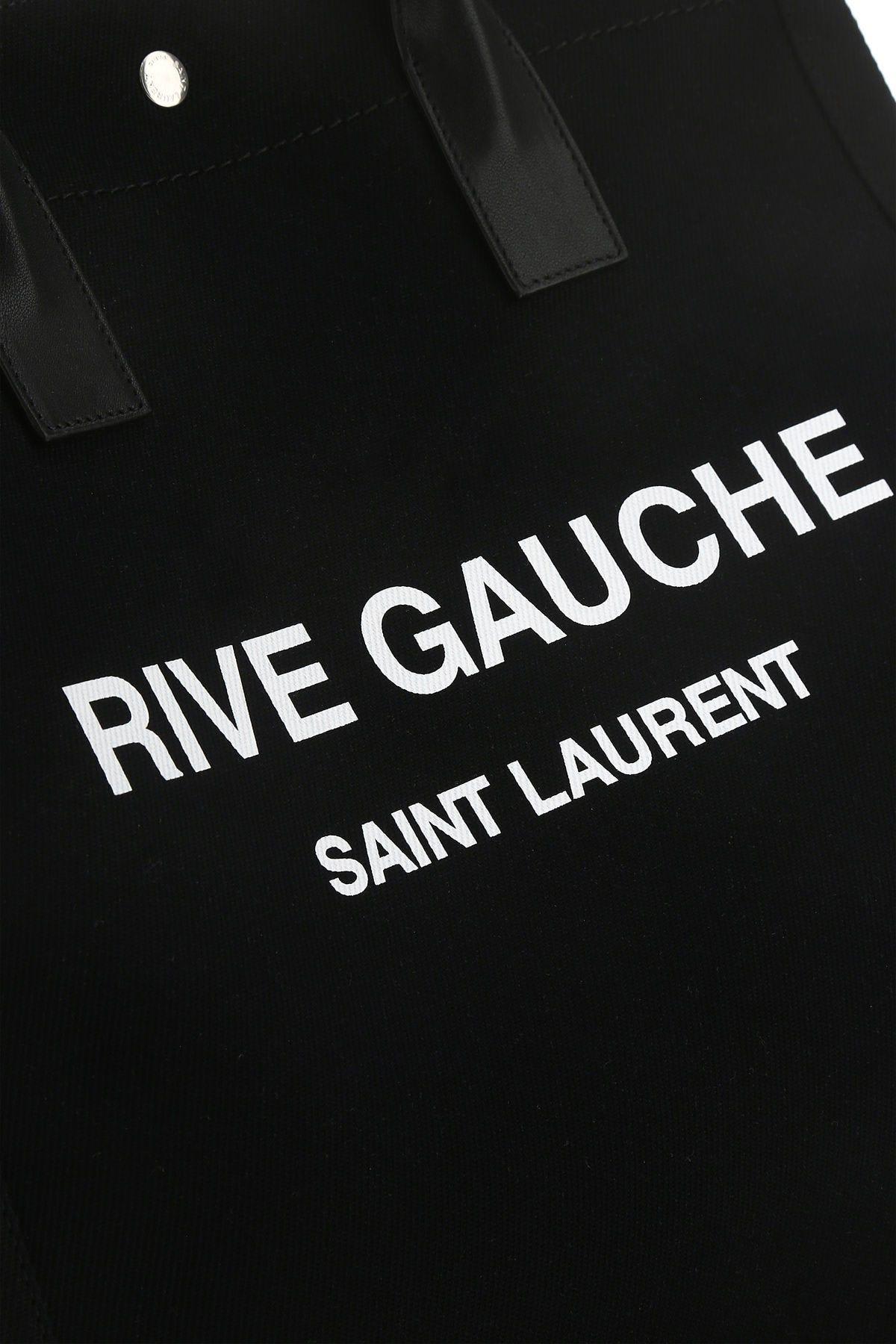 Shop Saint Laurent Black Canvas Rive Gauche Shopping Bag