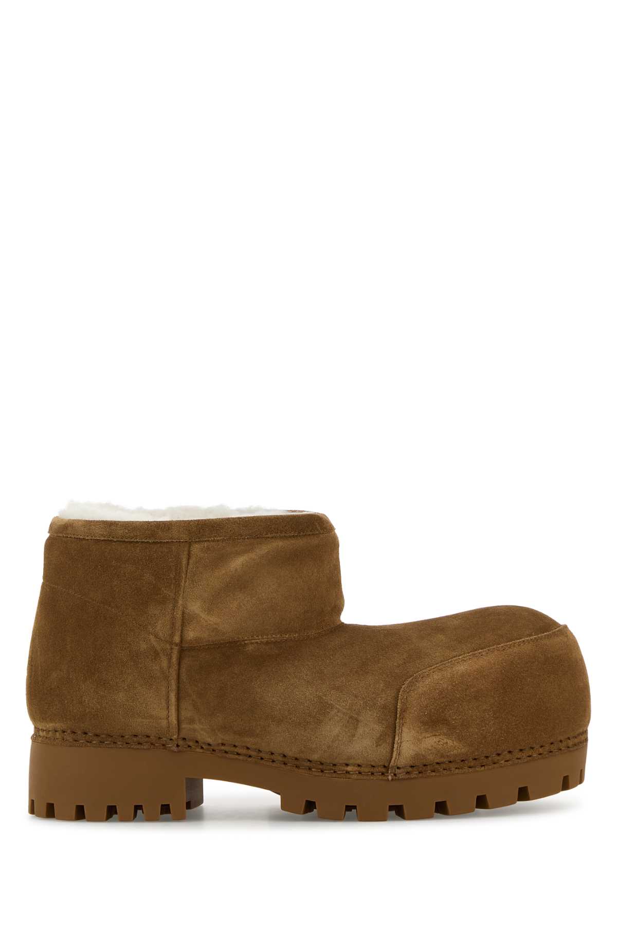 Shop Balenciaga Camel Suede Alaska Ankle Boots In Brownwhite