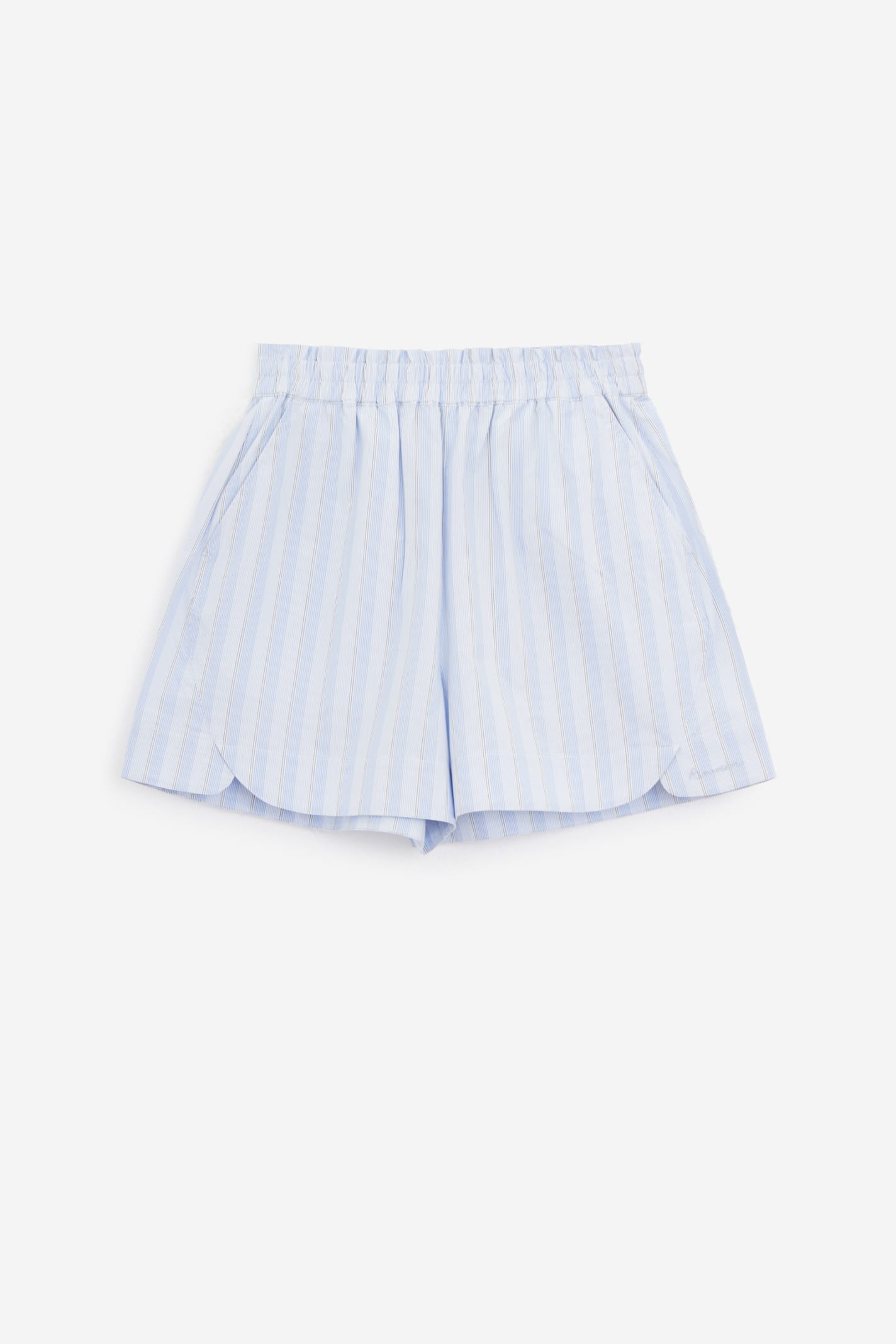 Shop Remain Birger Christensen Striped Wide Shorts In Cyan