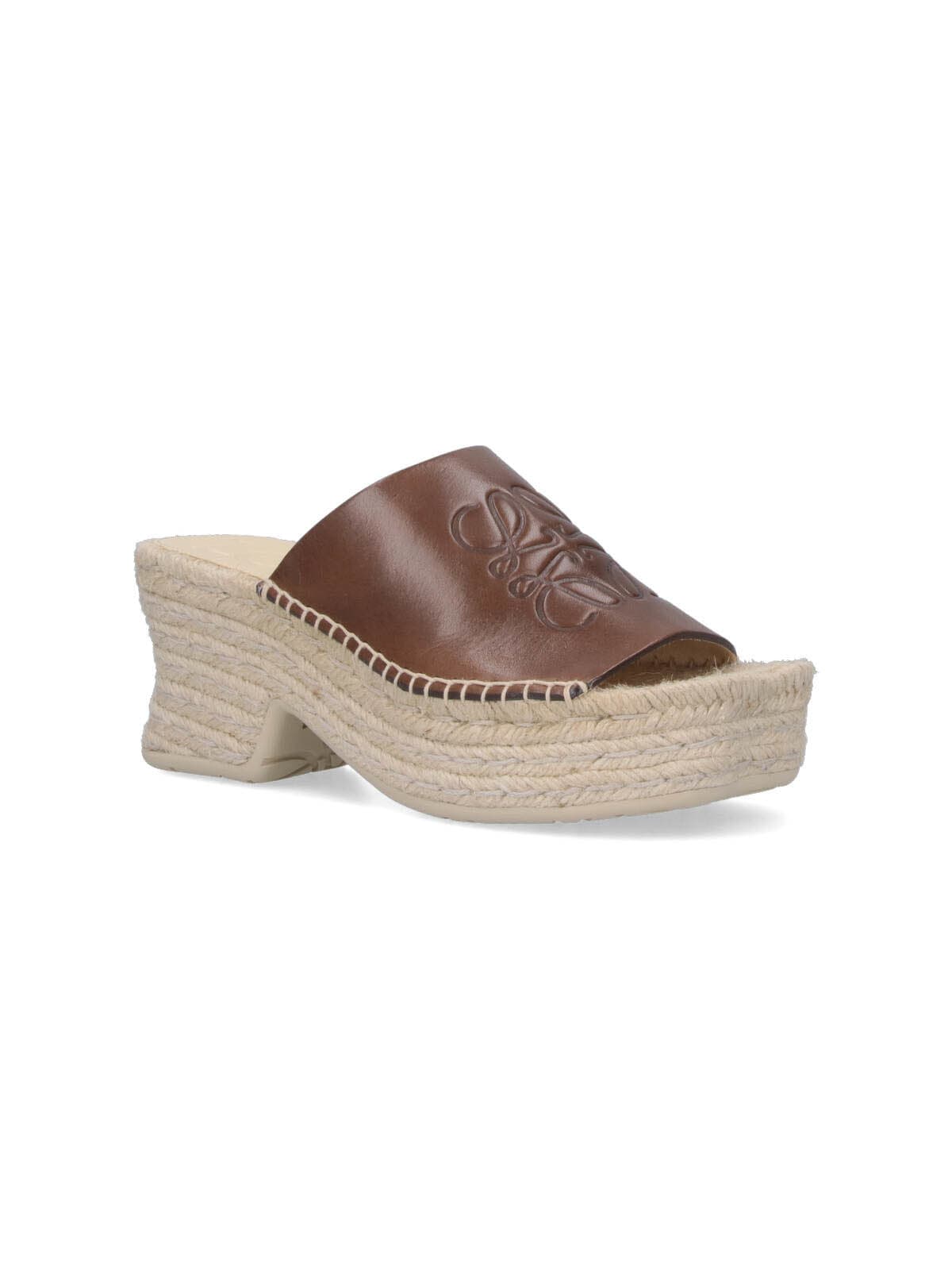 Loewe Petal Platform Espadrilles In Vegetable Tanned Calfskin Sandals Brown In Brown