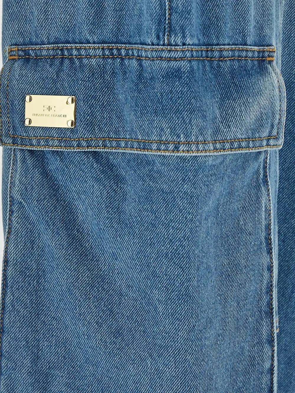 Shop Elisabetta Franchi Cargo Jeans In Blue