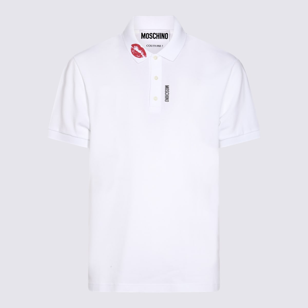 Shop Moschino White Cotton Polo Shirt