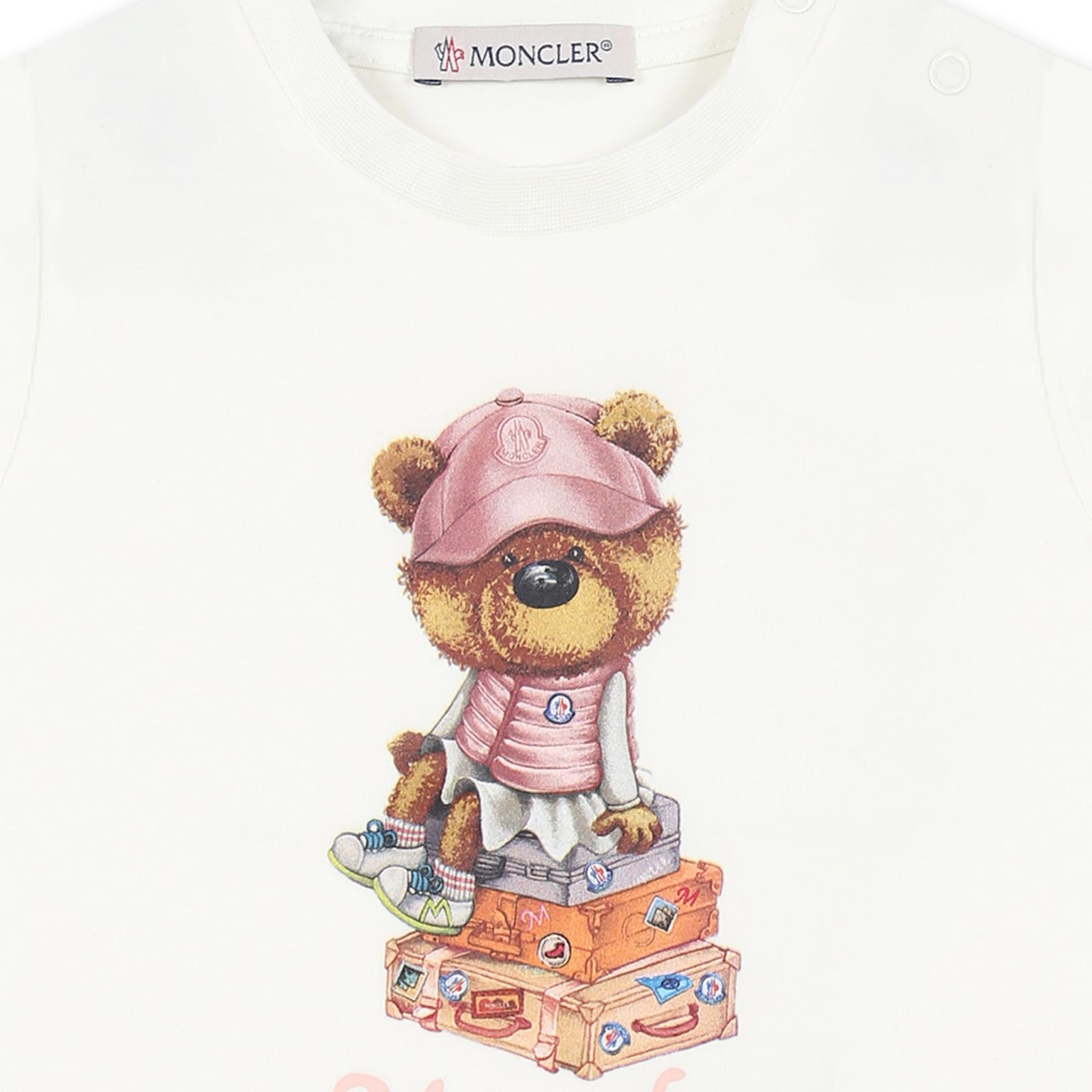 MONCLER WHITE T-SHIRT FOR BABY GIRL WITH LOGO