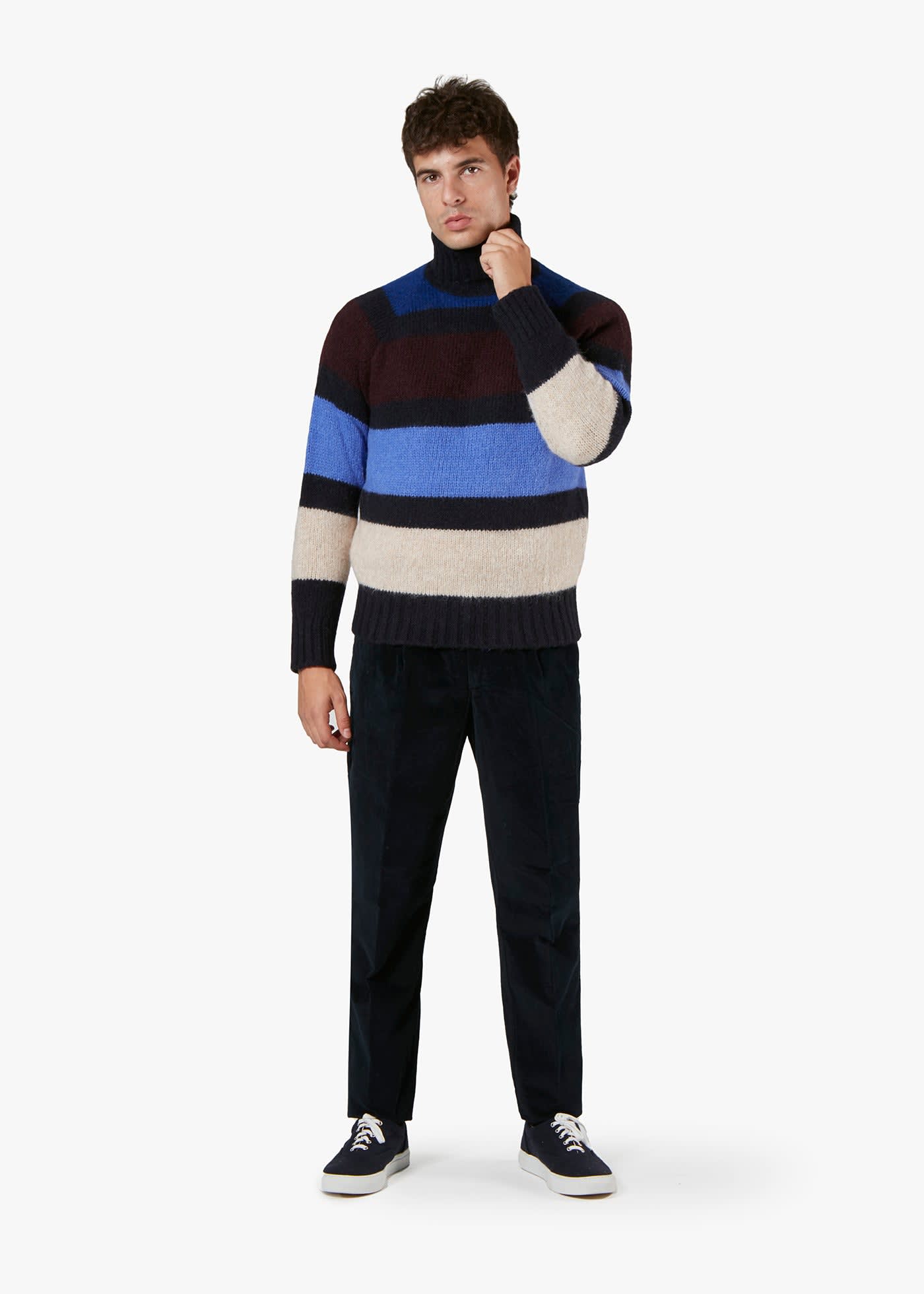 Doppiaa Aavalon Turtle-necked Striped Sweater In Multi