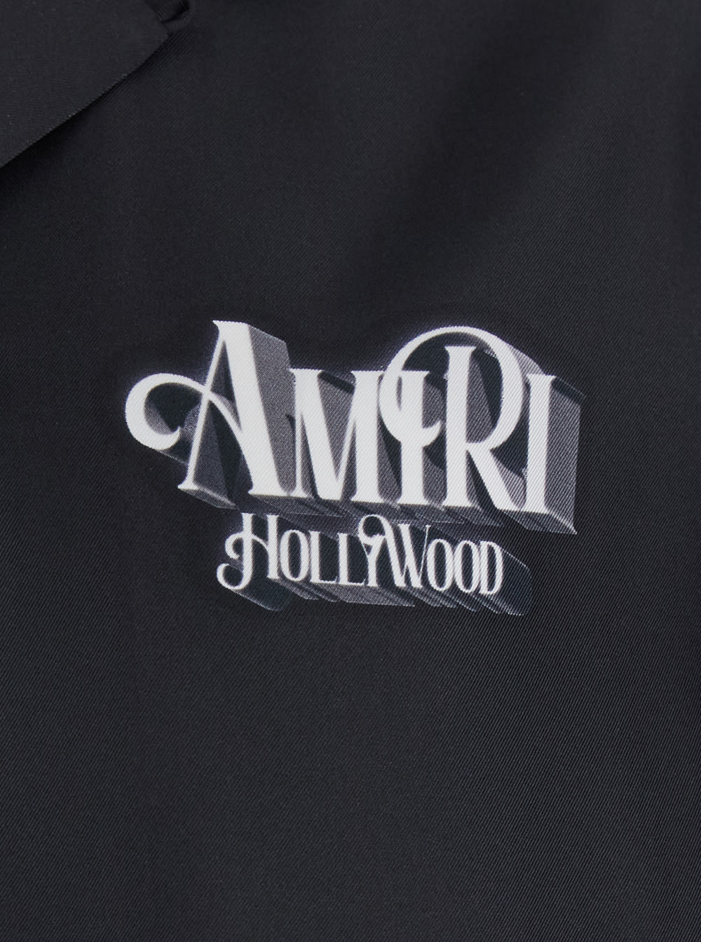 Shop Amiri Hollywood Black Bowling Shirt With Logo Print In Silk Man