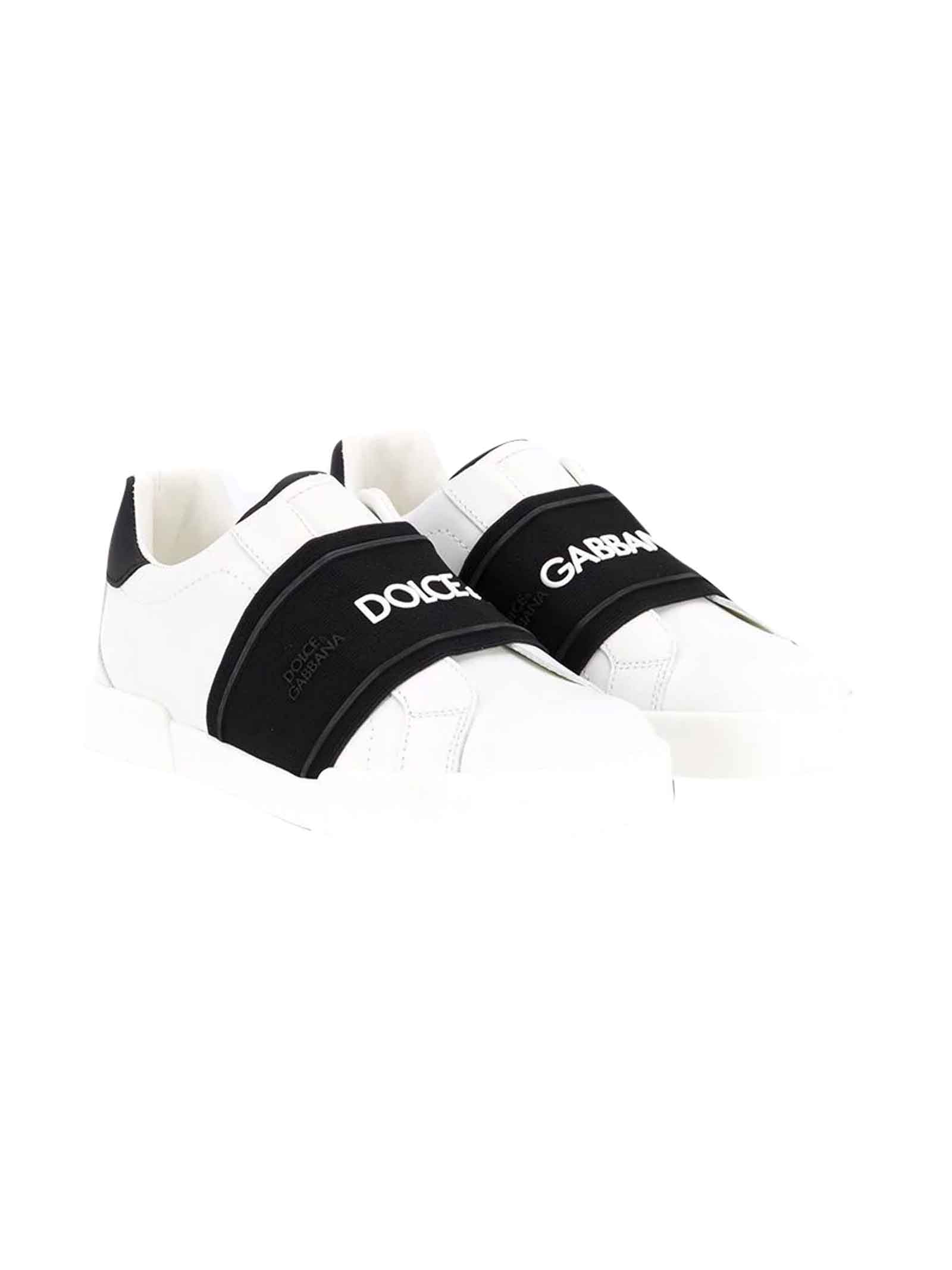 Dolce & Gabbana White Laceless Sneakers