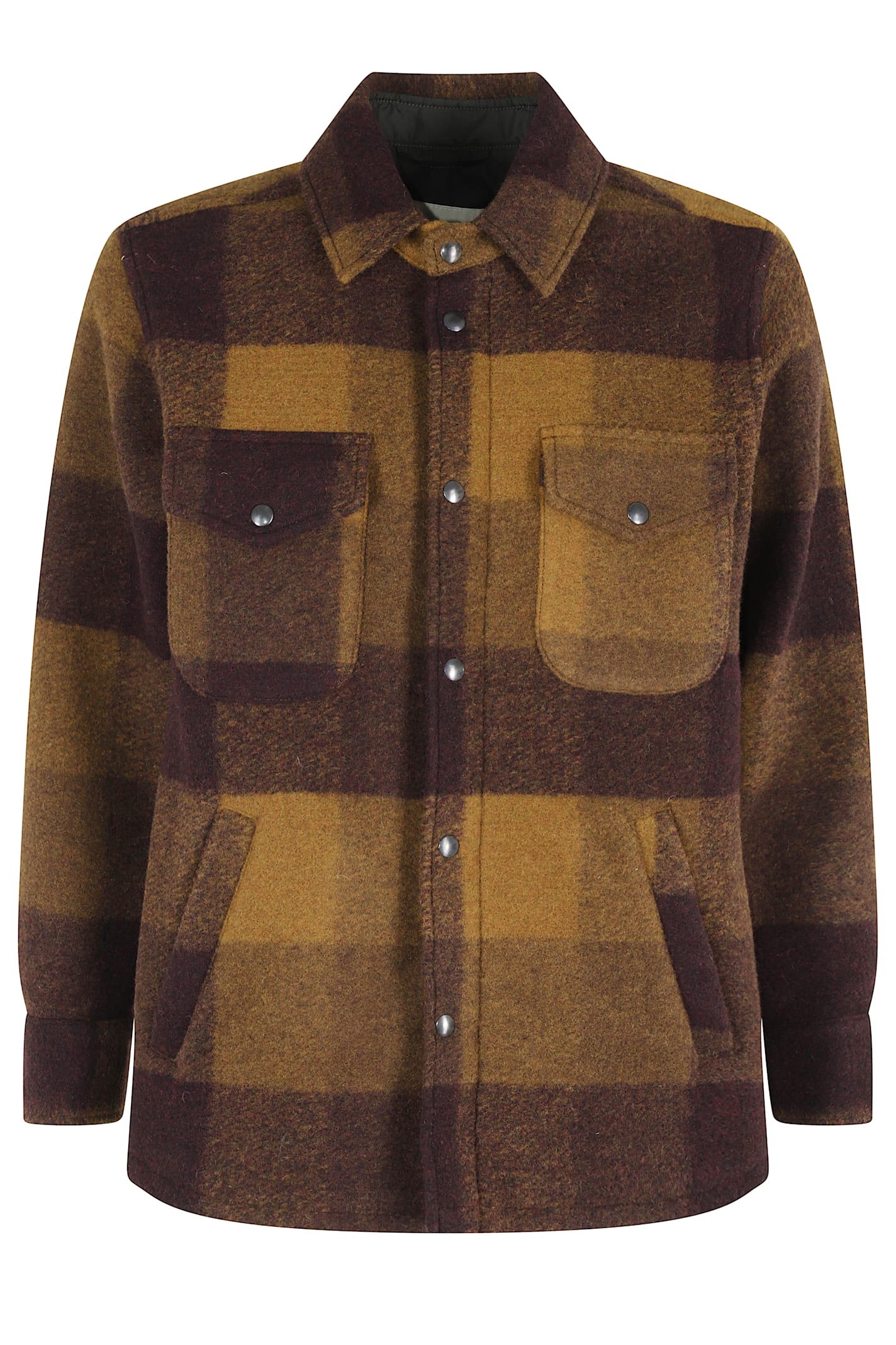 Roy Rogers Over Shirt Ashwell Man Blend Wool Check In Brown