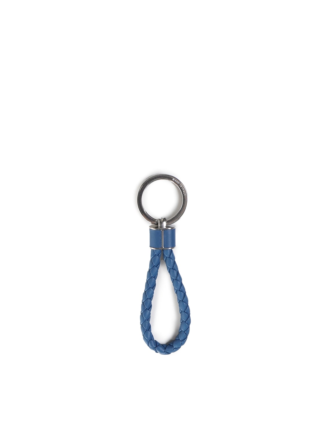 Shop Bottega Veneta Nappa Key Ring With Intreccio Motif In Light Blue