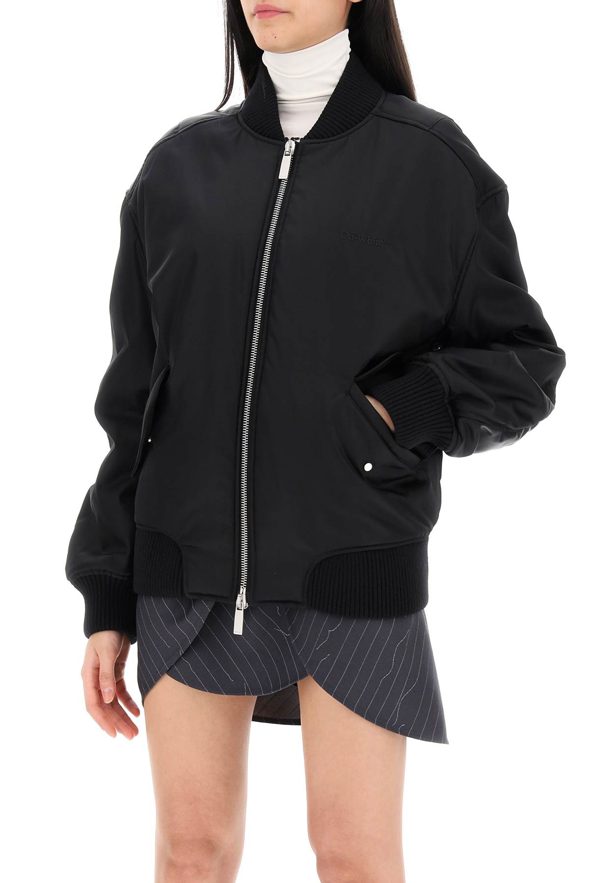 Shop Off-white Nylon Twill Bomber Jacket In Black